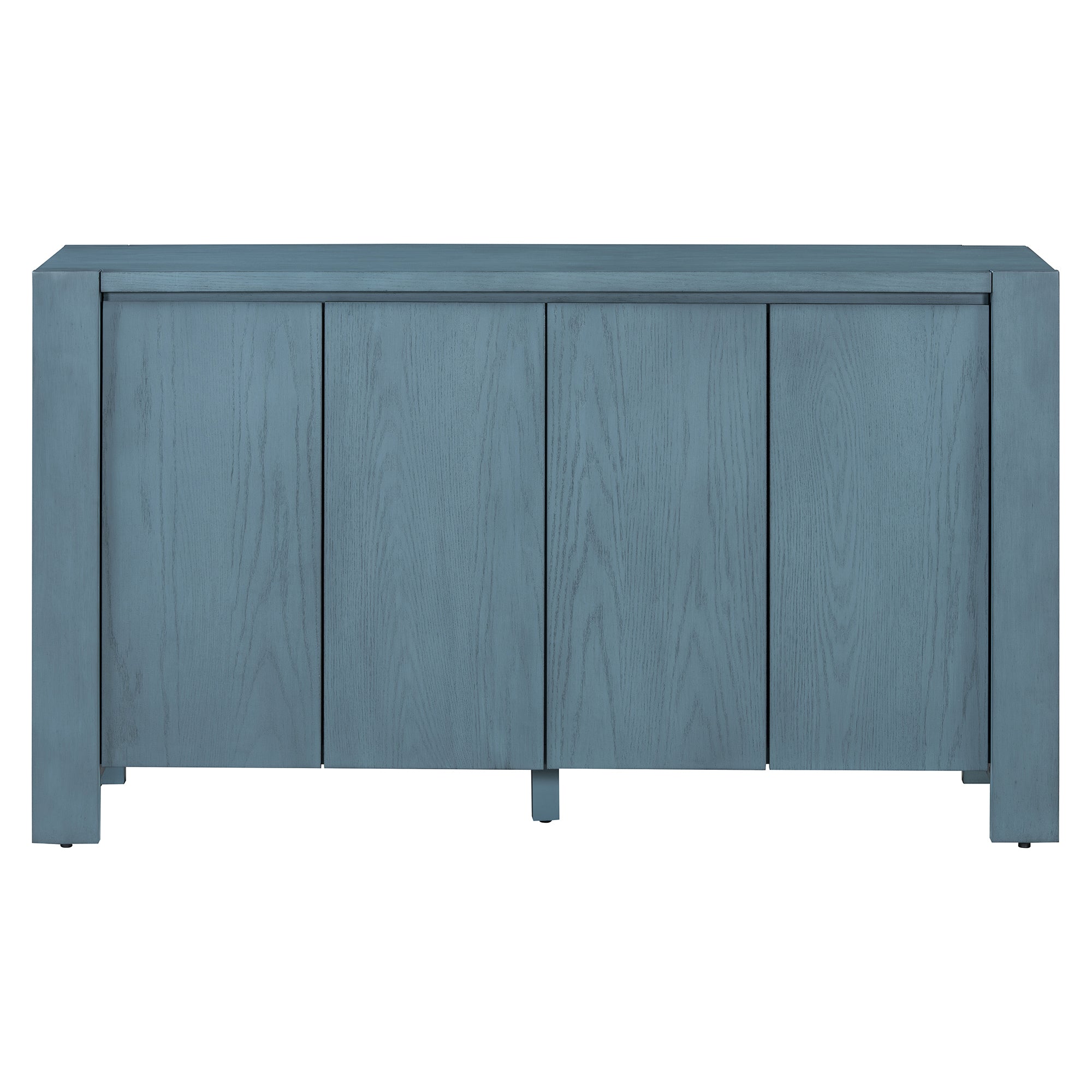 TREXM Retro 4-door Sideboard with Distressed Finish and Adjustable Shelves for Dining Room, Kitchen, and Living Room (Navy)