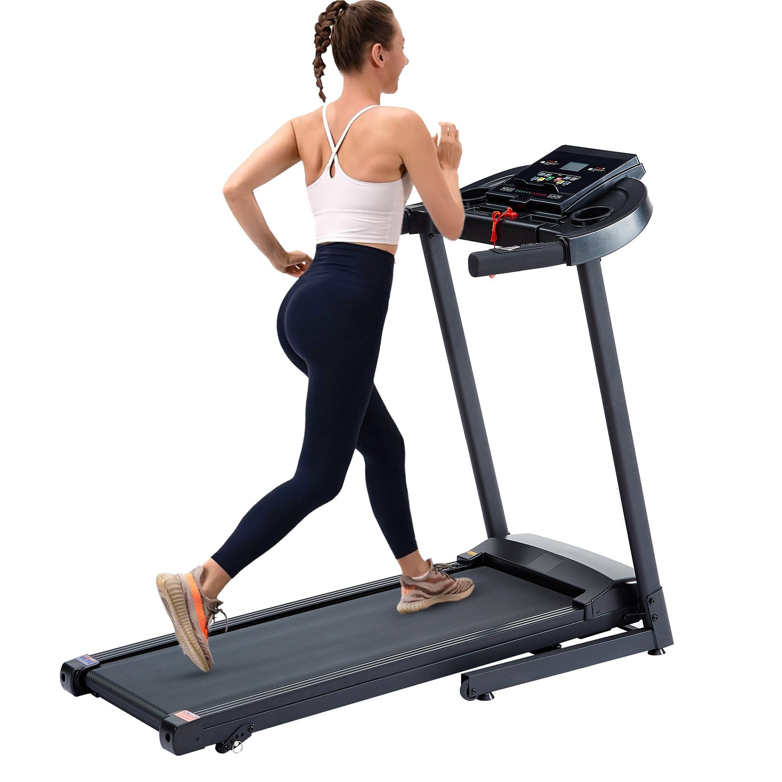 Treadmills - 2.5 HP hydraulic folding removable treadmill with 3-speed incline adjustment, 12 preset programs, 3 countdown modes, heart rate, bluetooth and more, suitable for home and gym use