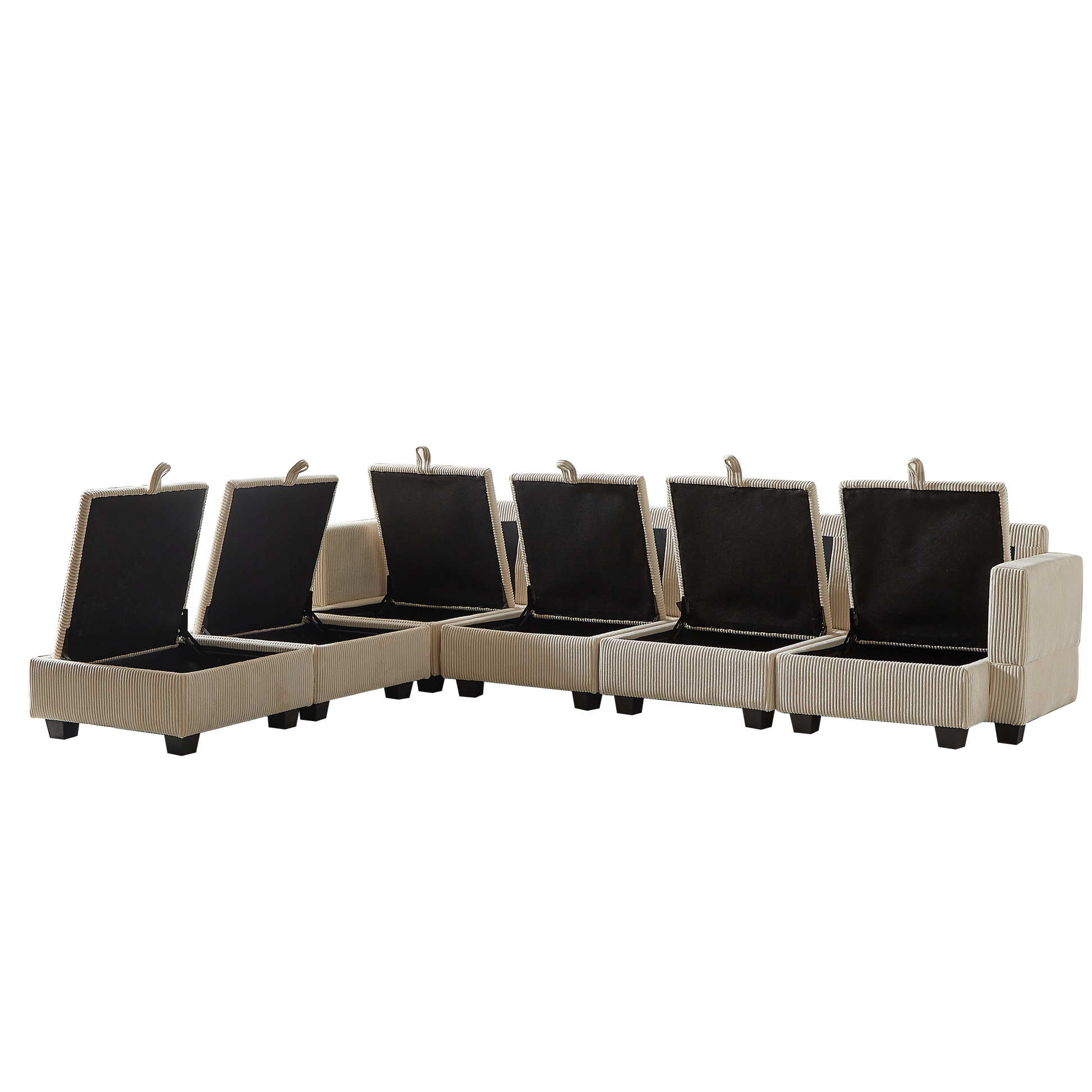 113.5'' Modular Sectiona Corduroy Sofa, Sectional Couches for Living Room U Shaped Sectional Couch with Storage Ottoman, 6 Seats Convertible Sectionals with Chaise