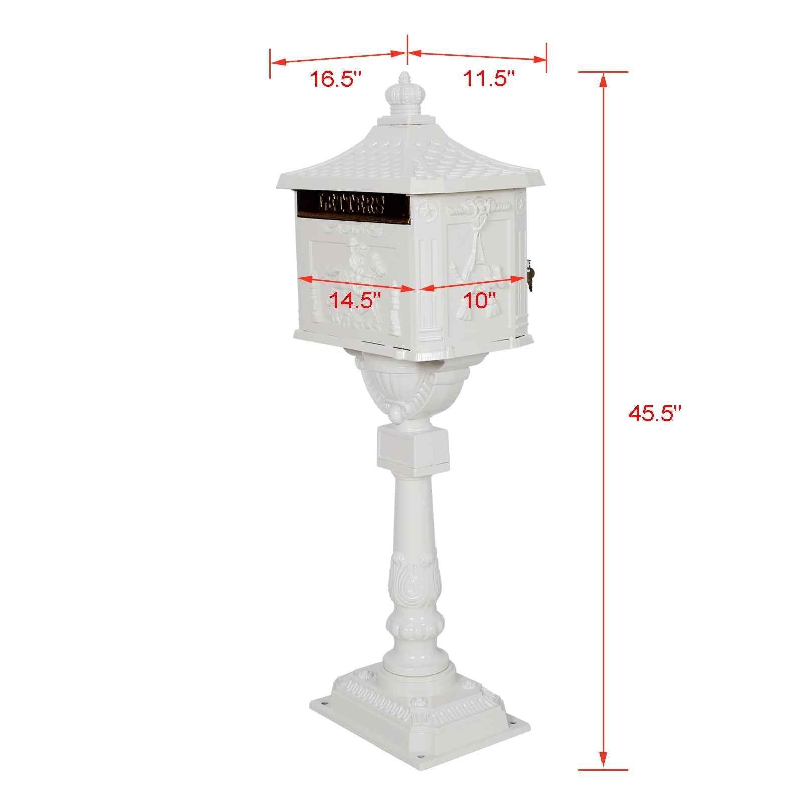 Cast Aluminum Mail Box,Postal Box , Mailbox Color White