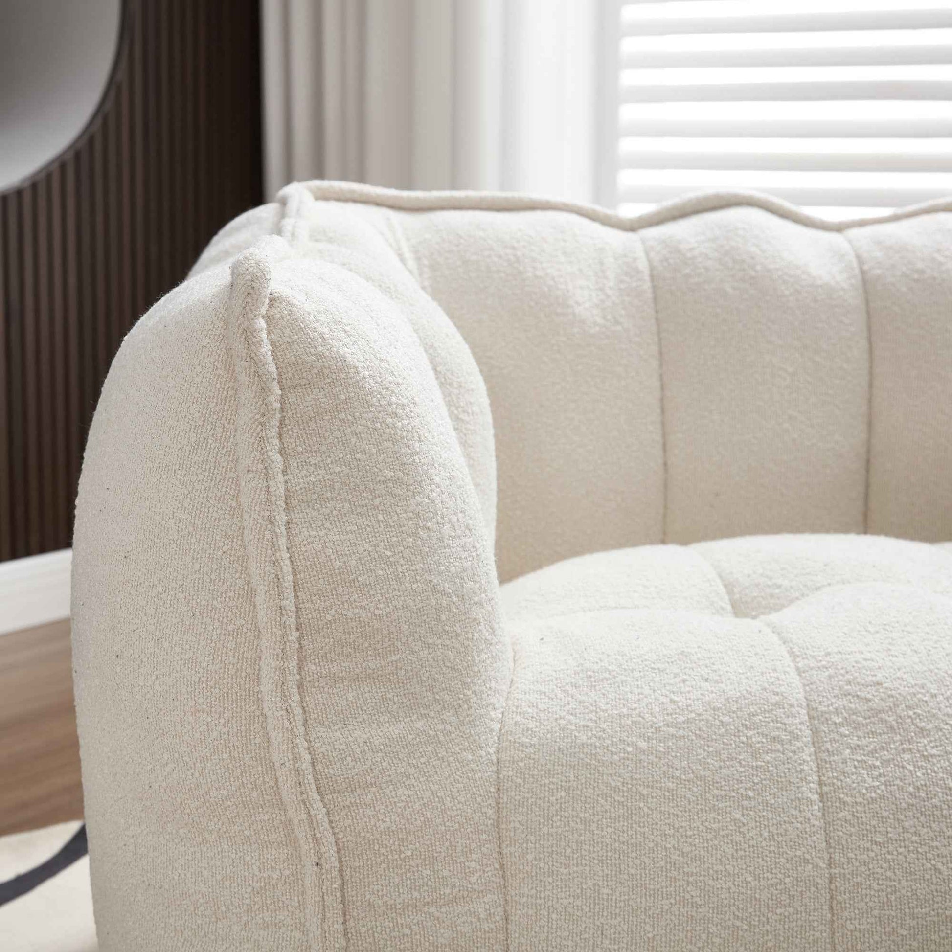 Soft Chenille Bean Bag Chair with High Resilient Foam for Living Room and Bedroom, Comfortable Square Lazy Sofa with Footstool for Adults
