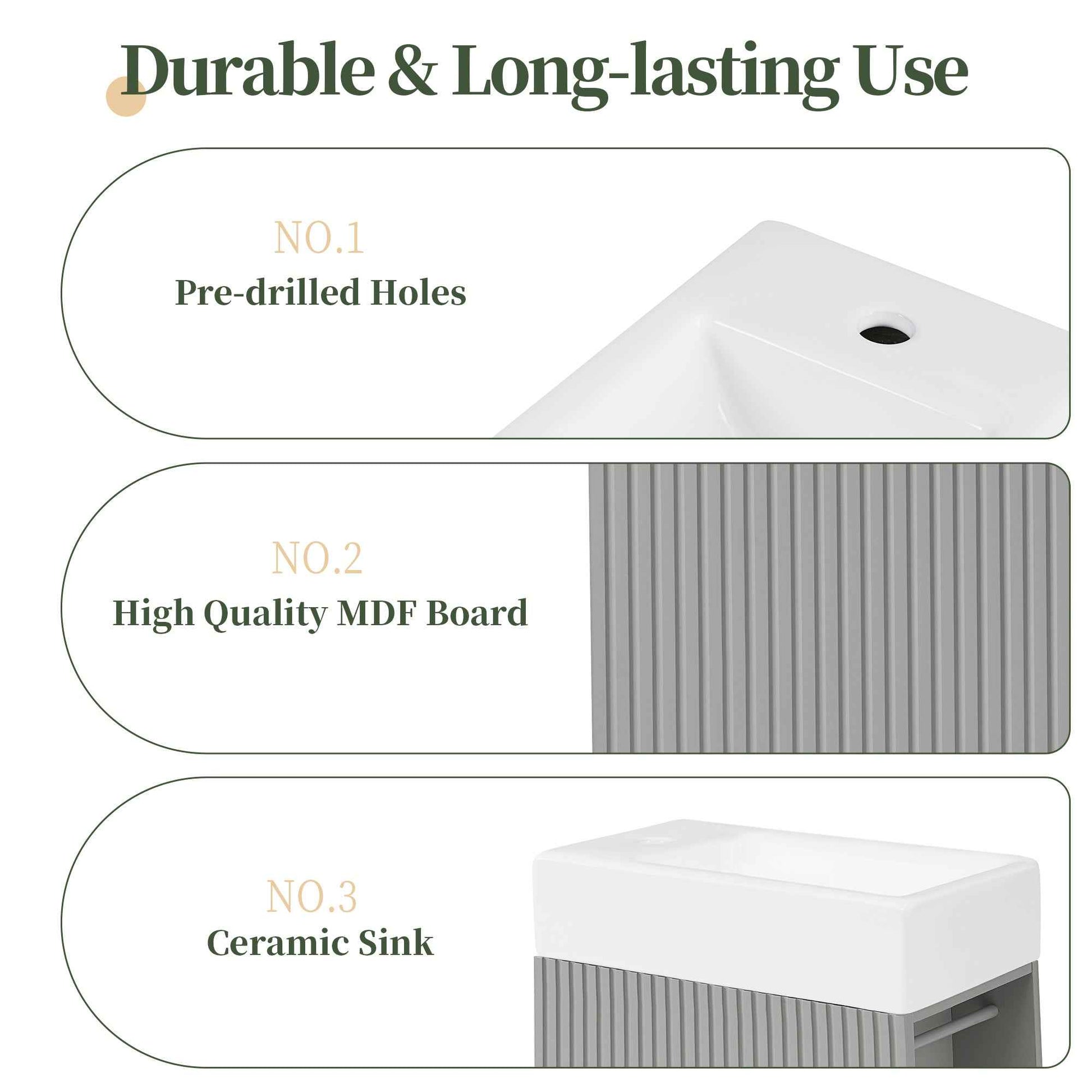 18.6' Bathroom Vanity with Sink, Bathroom Vanity Cabinet with Two-tier Shelf, Left or Right Orientation, Grey  (Old Sku:WF308491AAE)