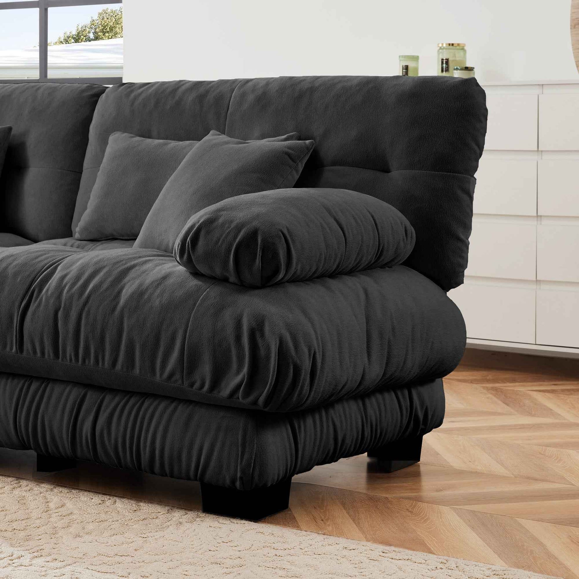 Cloud Couch 2 Seater Sofa for Living Room, Chenille 2 - Seat sofa with 2 Lumbar pillows and 2 throw pillows,Chenille Gray