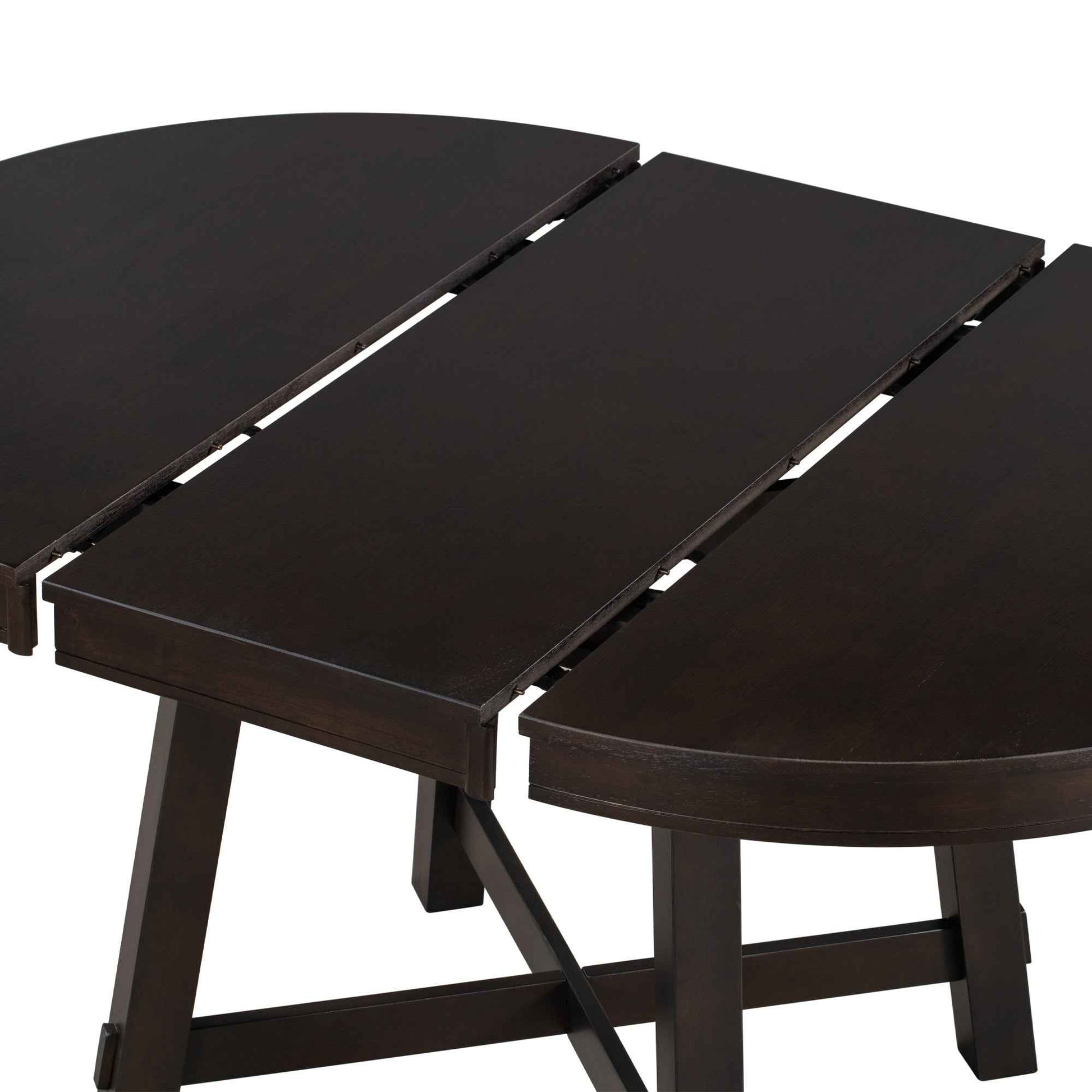Gia Round Extendable Dining Table with 16' Leaf Wood, Espresso