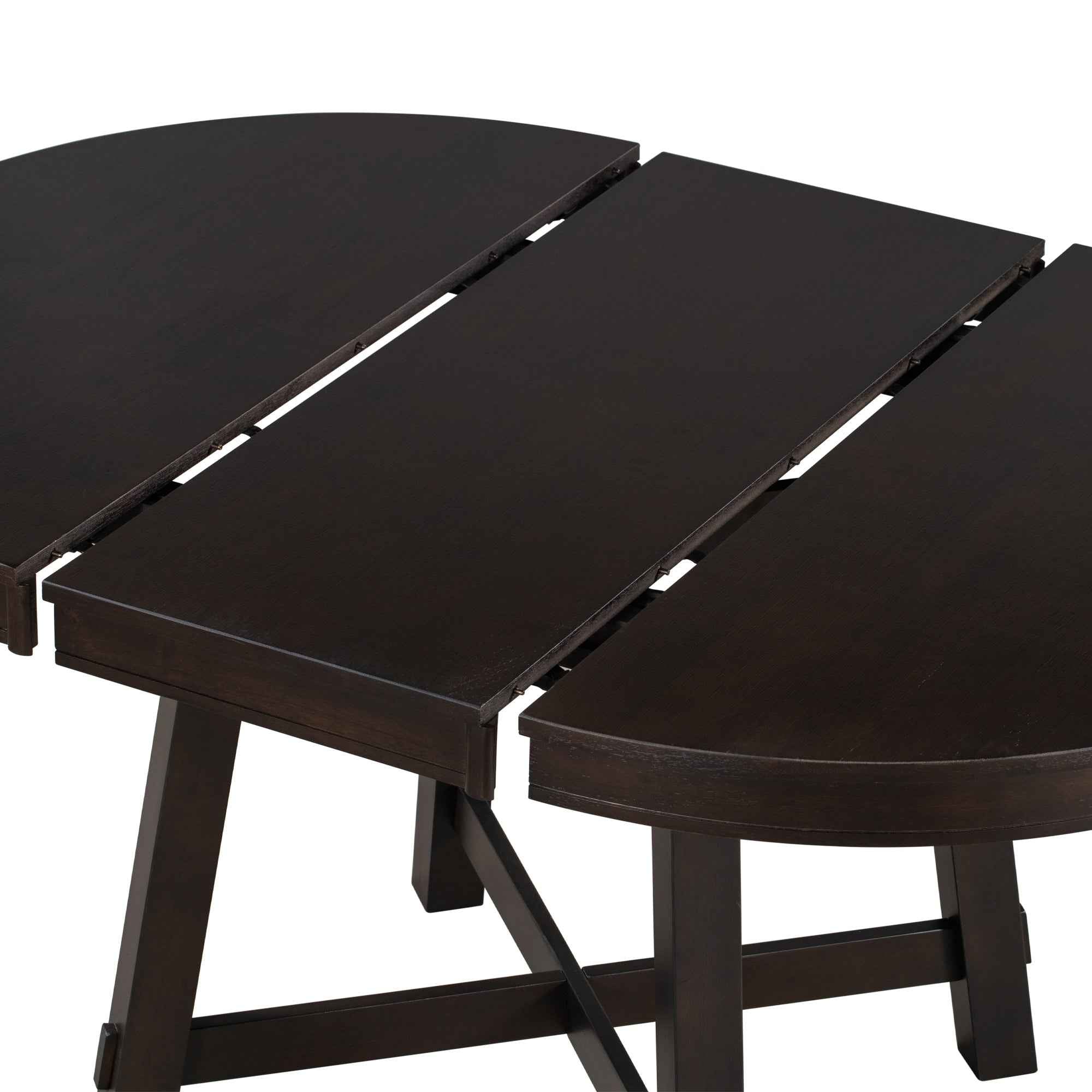 Gia Round Extendable Dining Table with 16' Leaf Wood, Espresso