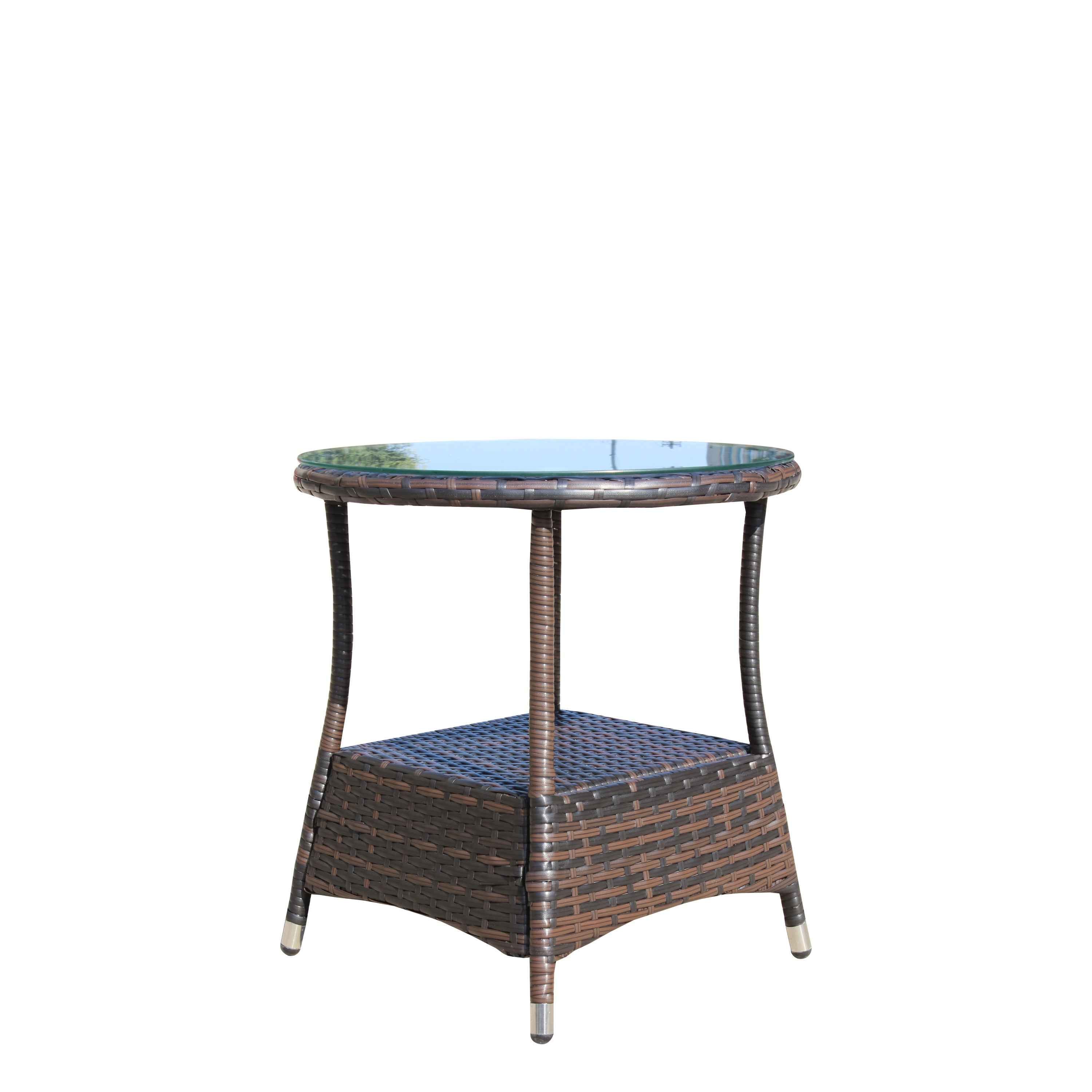 Outdoor patio Furniture 1 Round Coffee Table with clear tempered glass