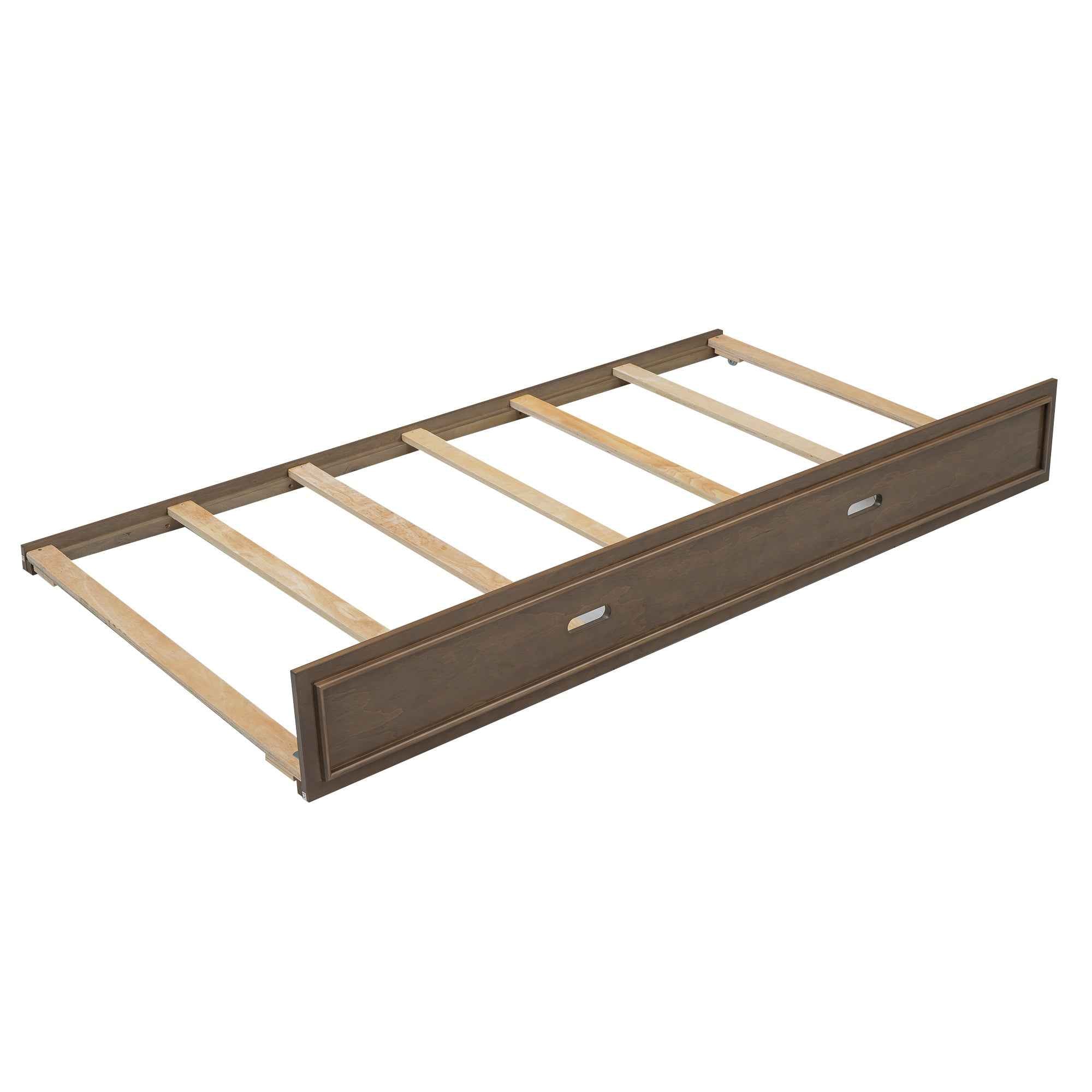Full Size Wood Daybed with Storage Shelves, USB, LED, and Trundle in Antique Wood Color, Solid Pine Wood+MDF, 86.2''L x 65.7''W x 37.7''H