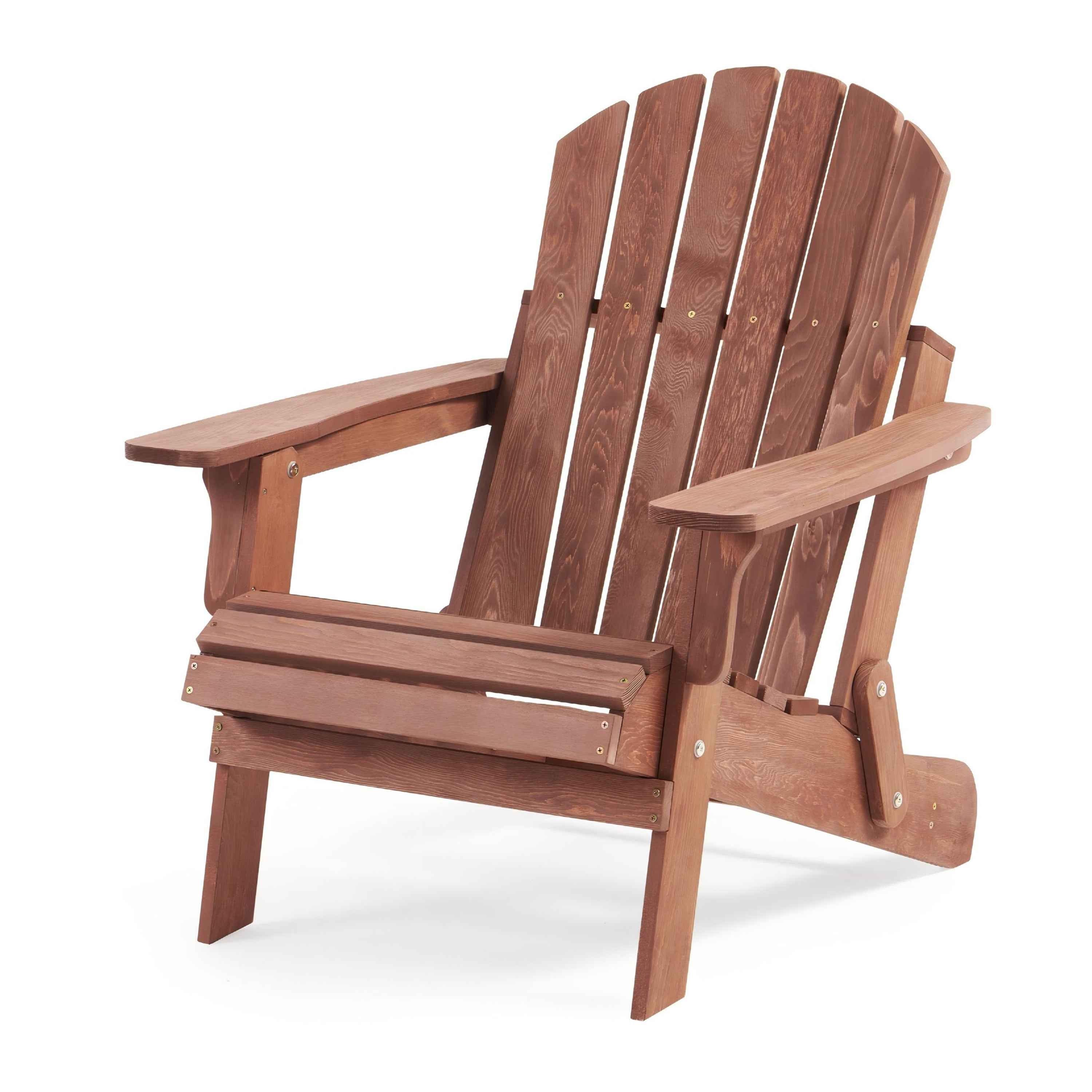Oversize Wooden Outdoor Folding Adirondack Chair with Pre-Assembled BackRest & SeatBoard, Wood Patio Chair for Garden Backyard Porch Pool Deck Firepit