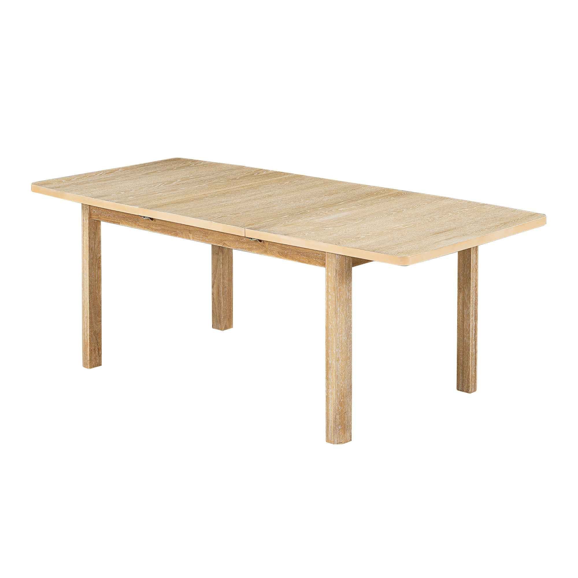 TOPMAX Rustic Extendable Dining Table Set with Removable Leaf, 6 Upholstered Armless Dining Chairs and 2 Padded Arm Chairs, Natural