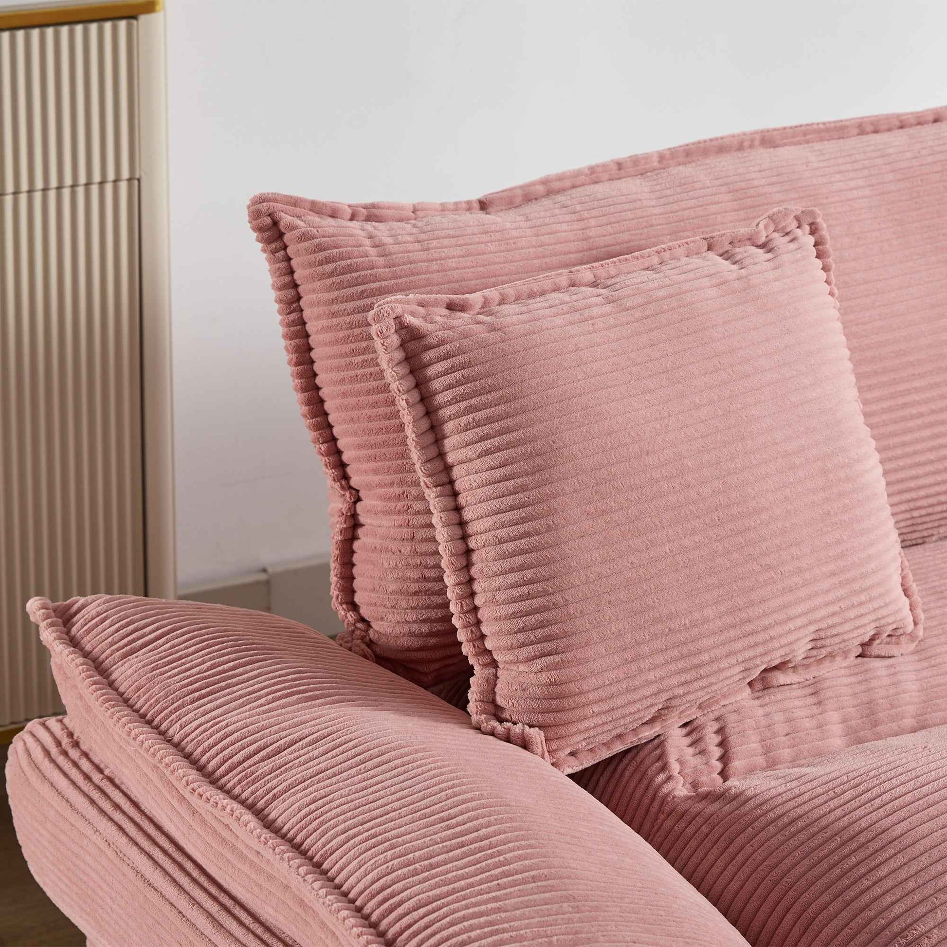 Corduroy Sofa Sleeper Couch Loveseat Sofa with Pillows Comfy Upholstered Deep Seat Sofa for Bedroom,Living Room,Apartment,Office,Dorm-Pink Corduroy