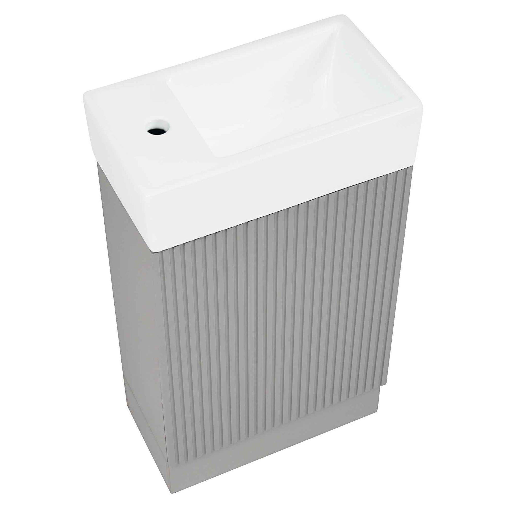 18.6' Bathroom Vanity with Sink, Bathroom Vanity Cabinet with Two-tier Shelf, Left or Right Orientation, Grey  (Old Sku:WF308491AAE)