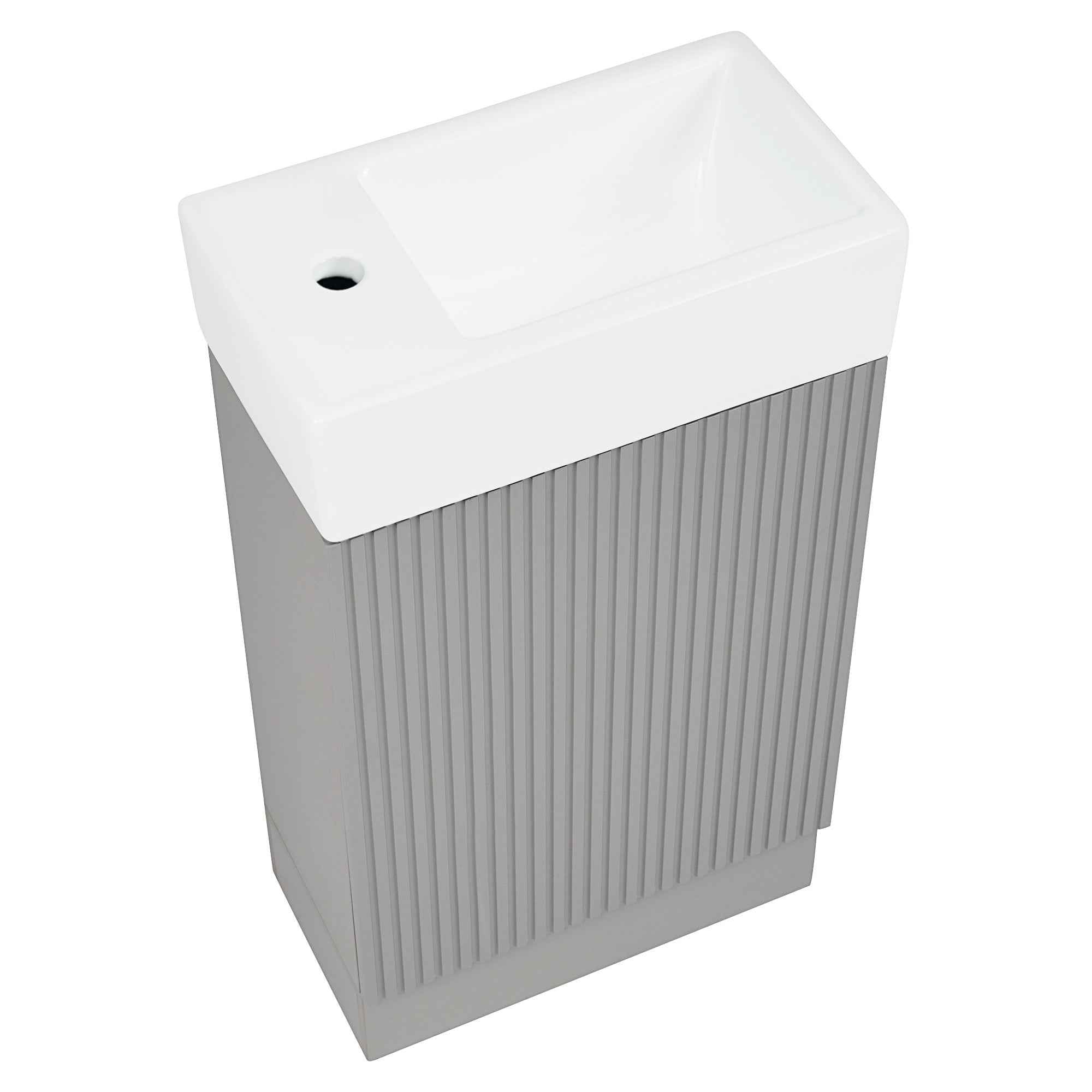 18.6' Bathroom Vanity with Sink, Bathroom Vanity Cabinet with Two-tier Shelf, Left or Right Orientation, Grey  (Old Sku:WF308491AAE)