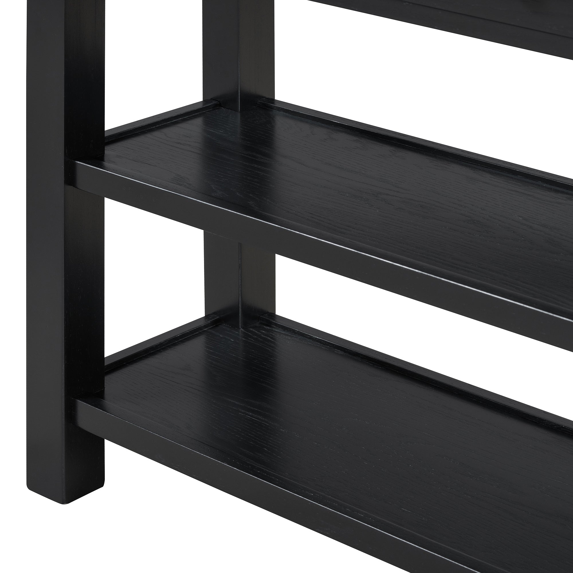 TREXM Retro Console Table with Drawer and Two Sturdy Shelves for Entryway, Living Room (Black)