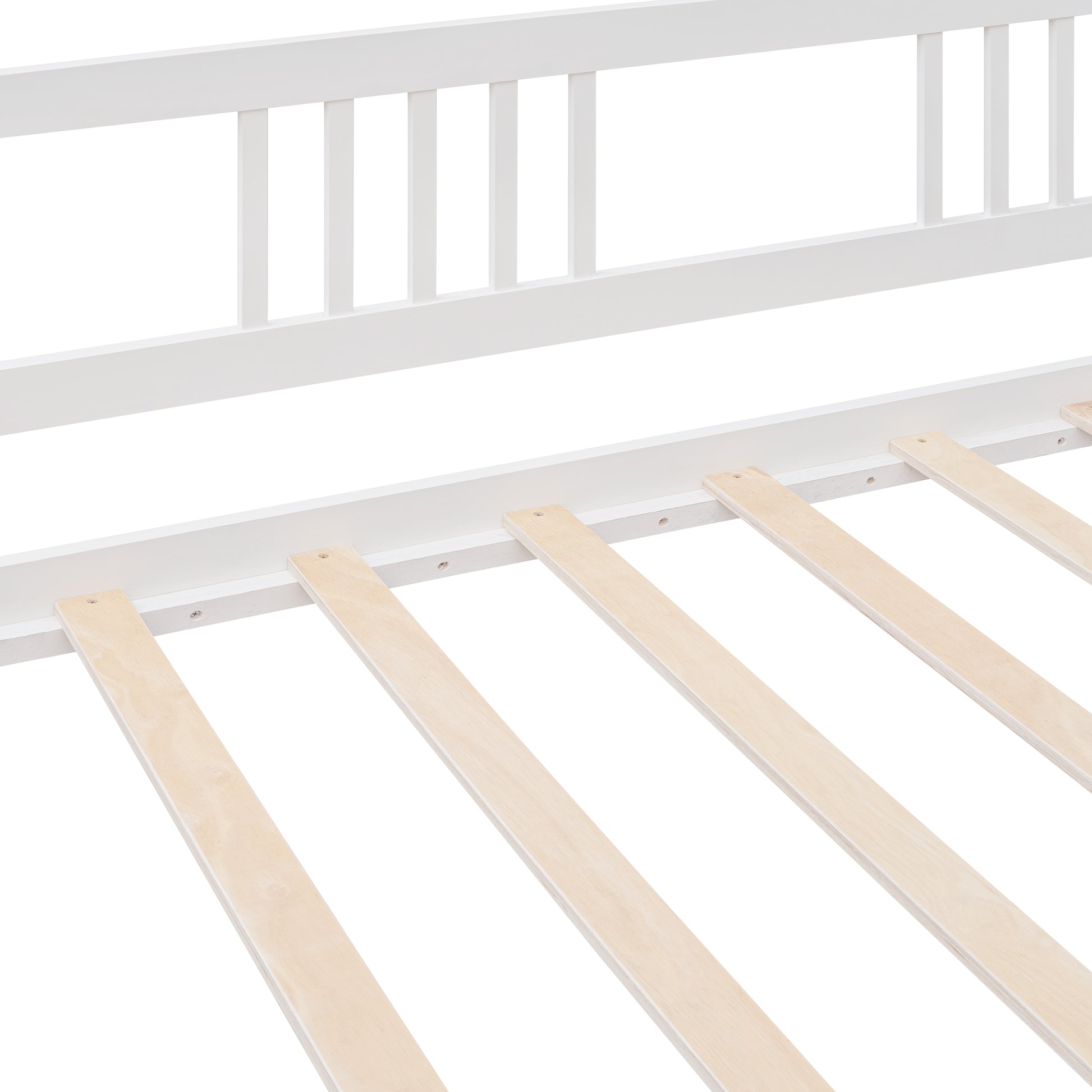 Twin Size Daybed Wood Bed with Twin Size Trundle,White - Abrihome