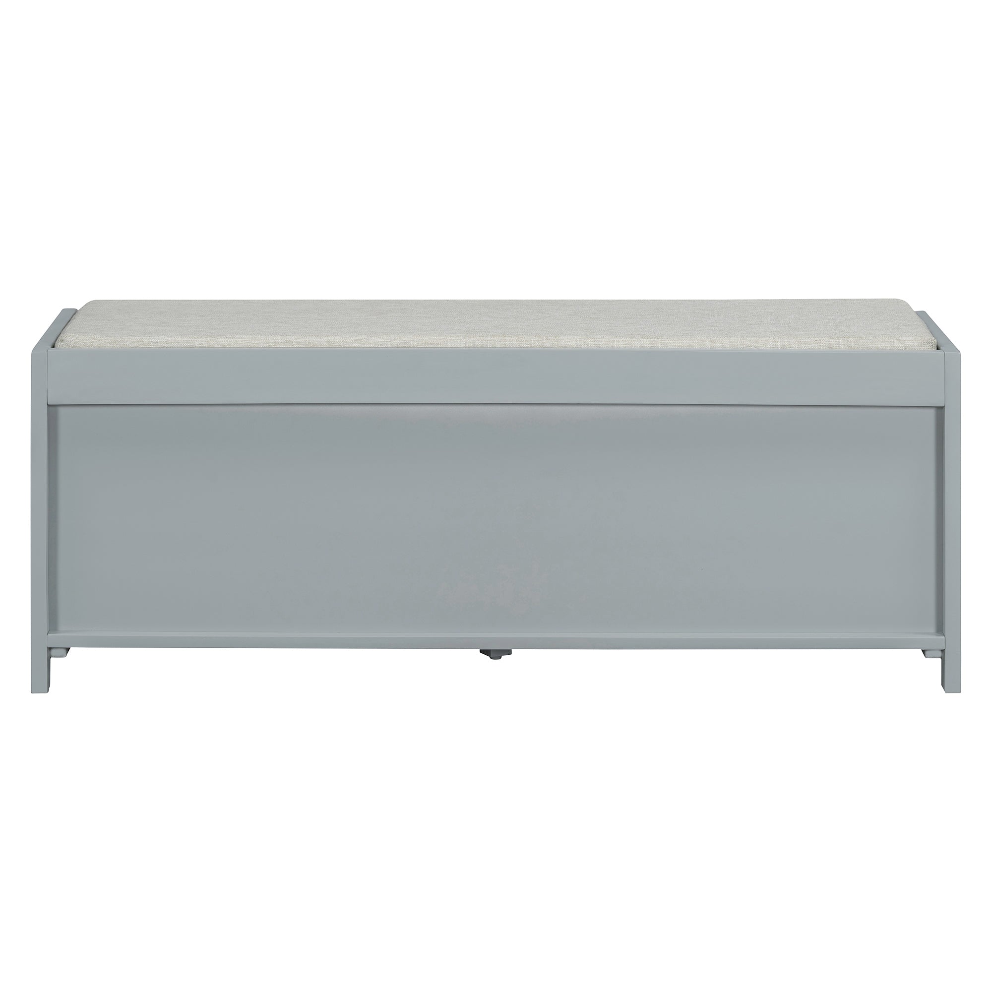 TREXM Distressed Shutter Storage Bench with Acacia Veneer for Retro Charm for Living Room, Entryway (Grey)