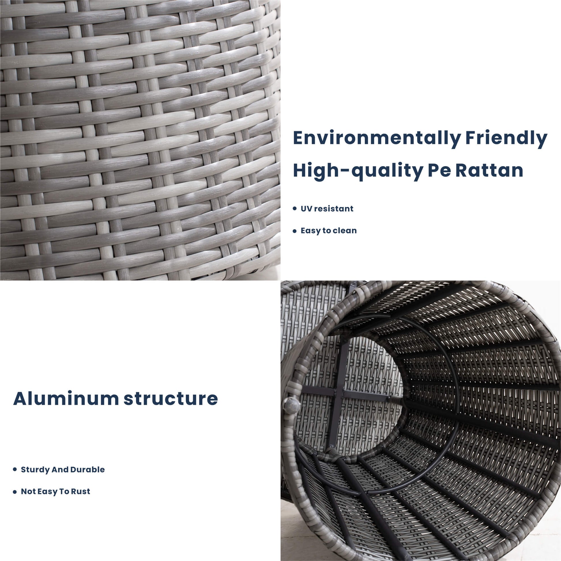 2-Piece Outdoor Bistro Set with Round Coffee Table （PAD-1708+010-GR） - Abrihome