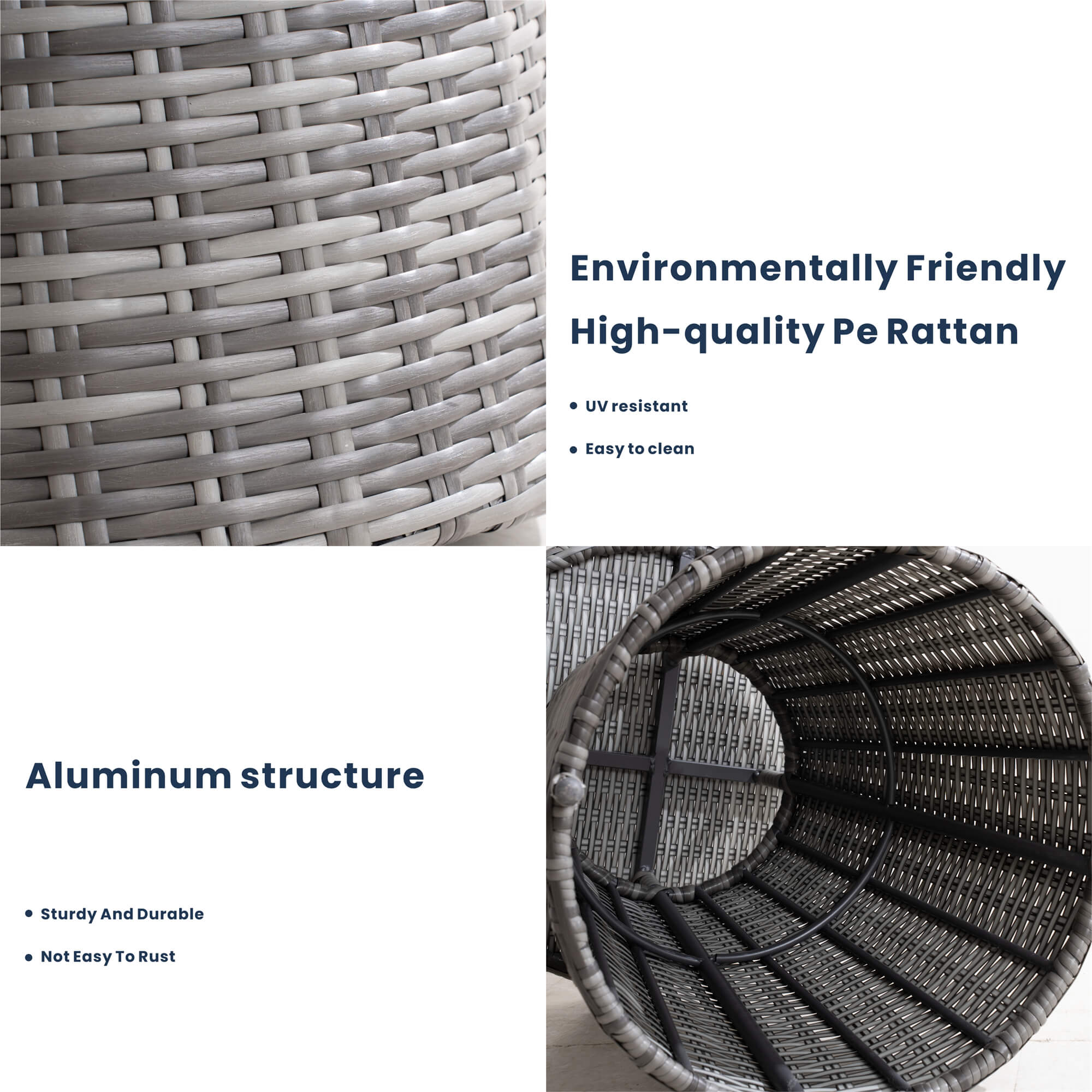 2-Piece Outdoor Bistro Set with Round Coffee Table （PAD-1708+010-GR） - Abrihome