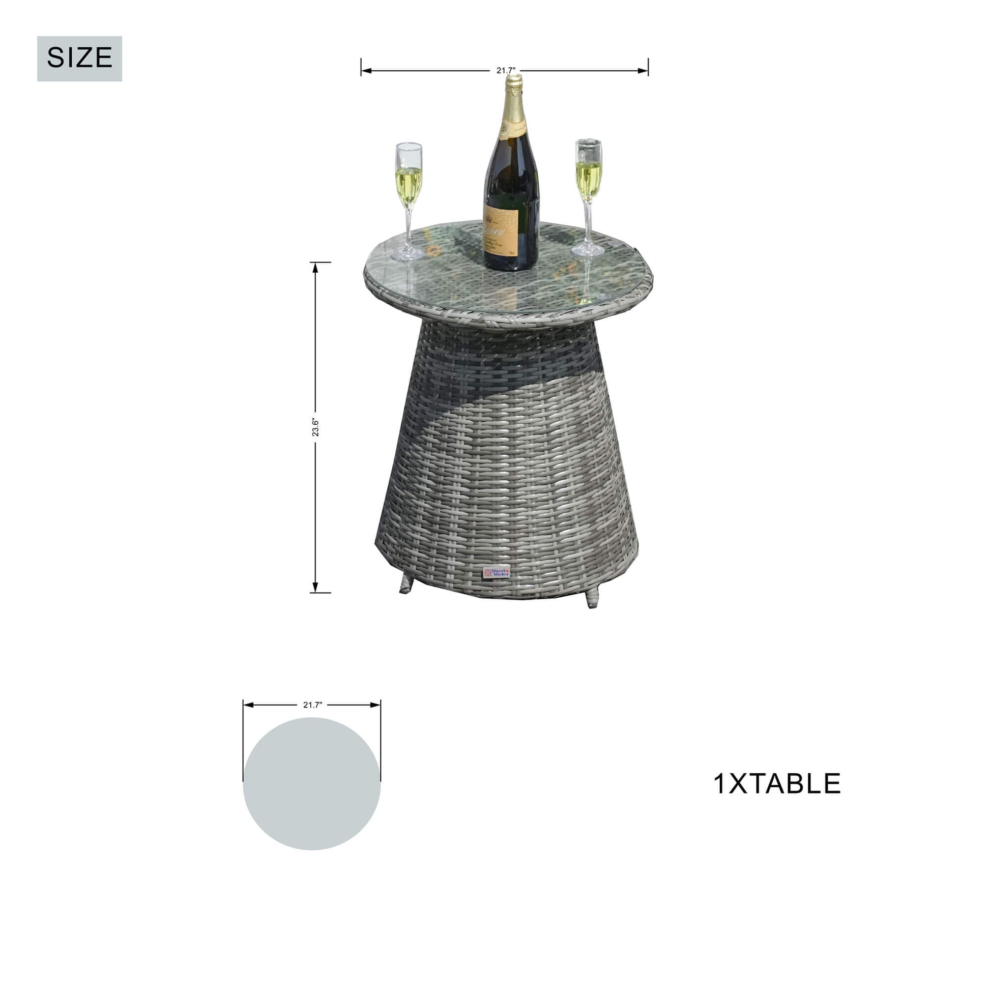 2-Piece Outdoor Bistro Set with Round Coffee Table （PAD-1708+010-GR） - Abrihome