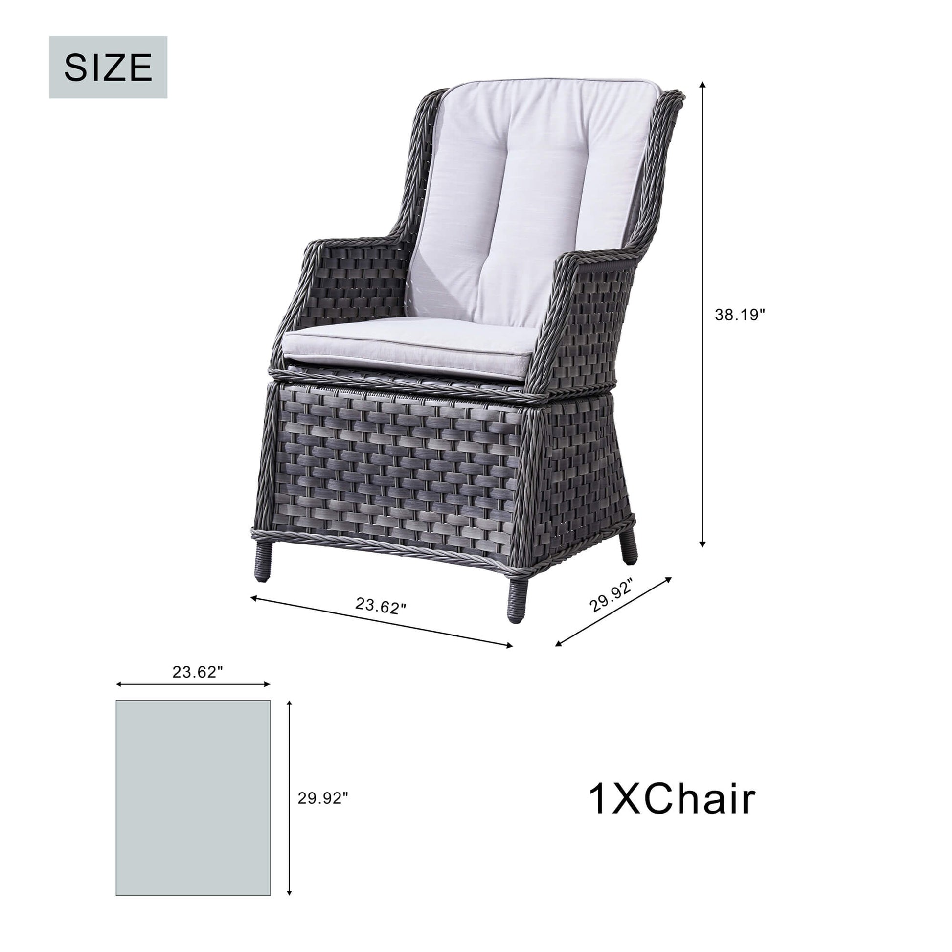 4-Seater Outdoor PE Wicker Dining Set with Round Table and Cushions(PAD-1709+010) - Abrihome