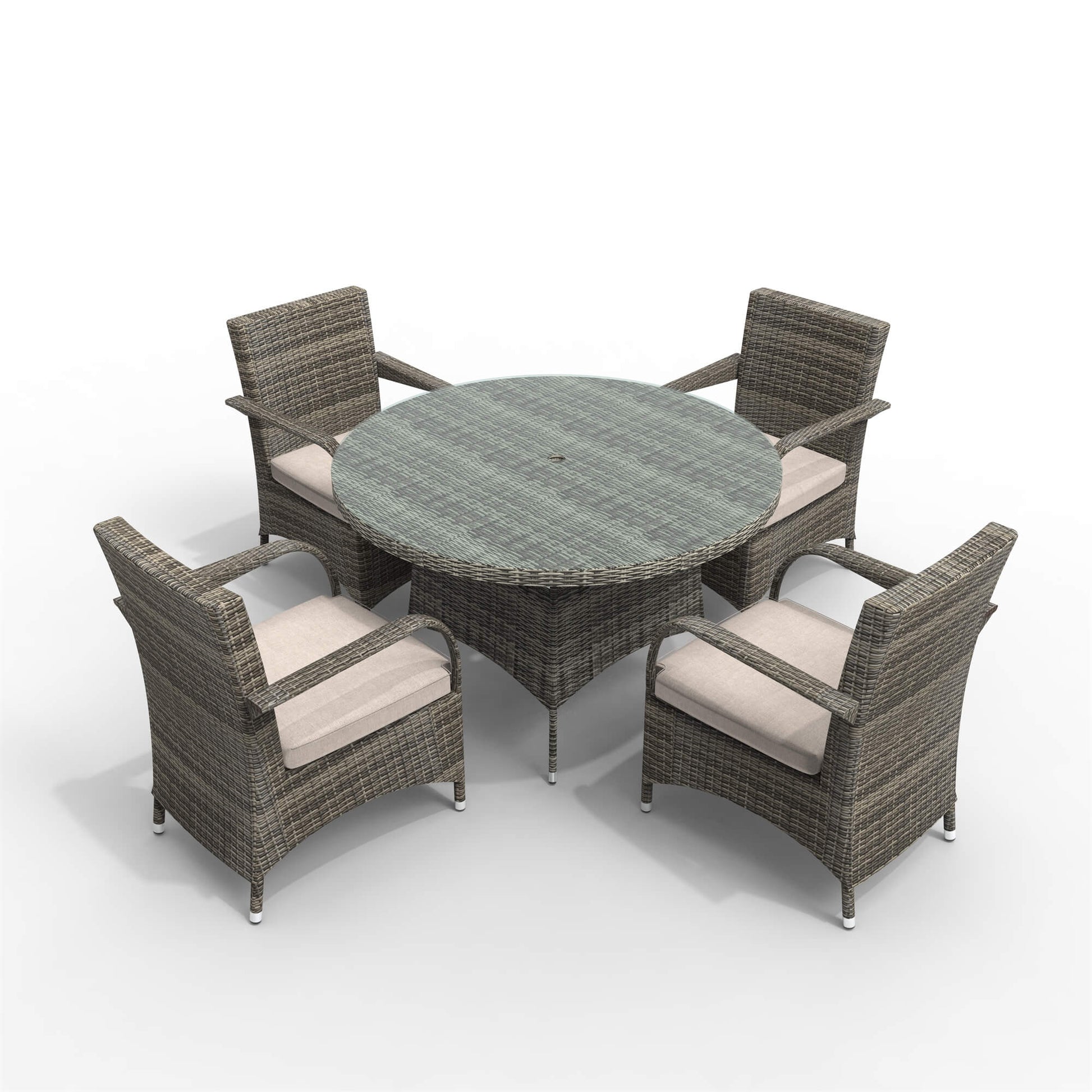 5-Piece Outdoor Aluminum Wicker Dining Set(PAD-1709+1122) - Abrihome