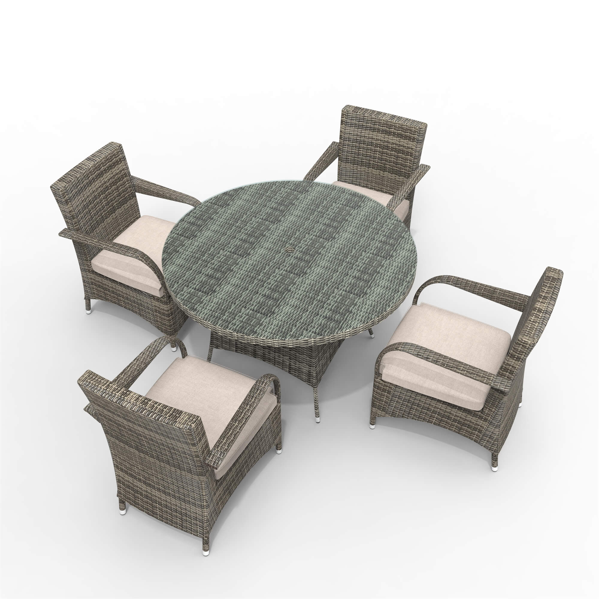 5-Piece Outdoor Aluminum Wicker Dining Set(PAD-1709+1122) - Abrihome