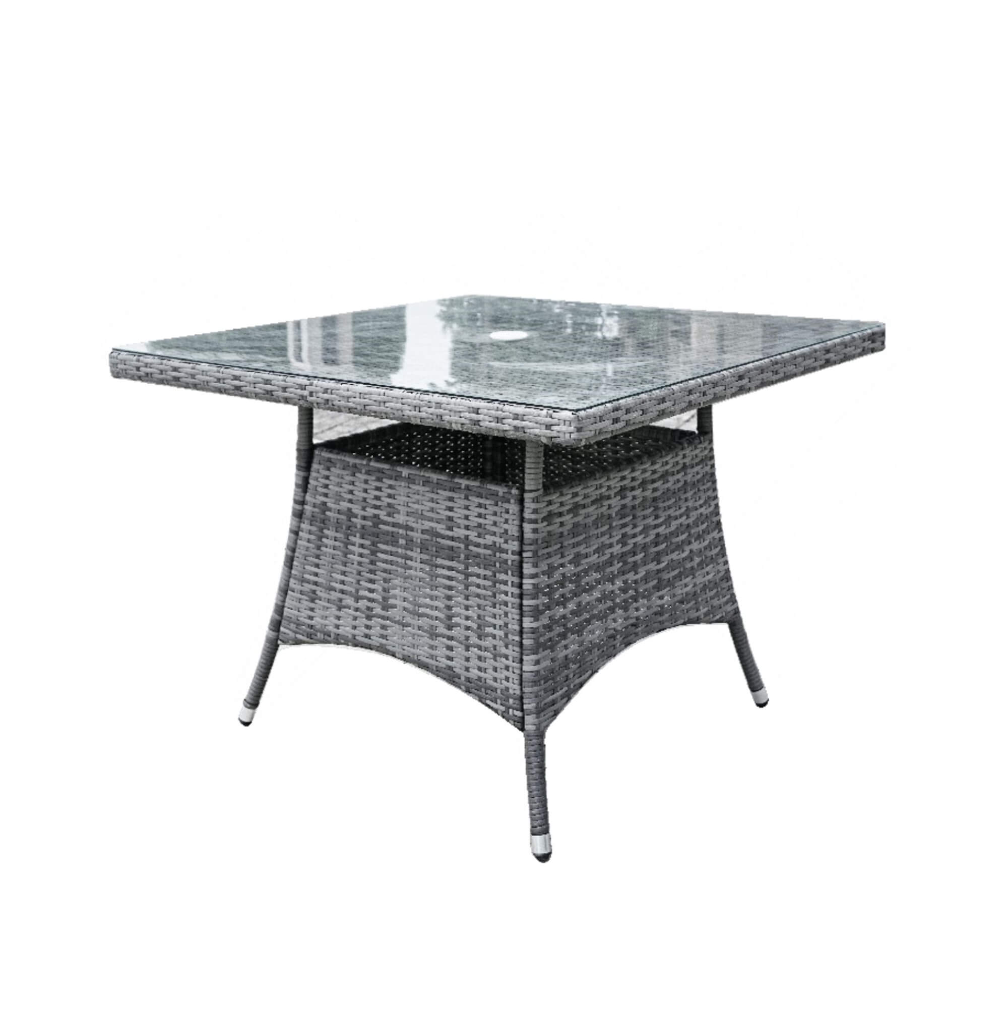 4-Seater Outdoor PE Wicker Dining Set with Square Table & Cushioned Chairs(PAD-1710+010) - Abrihome