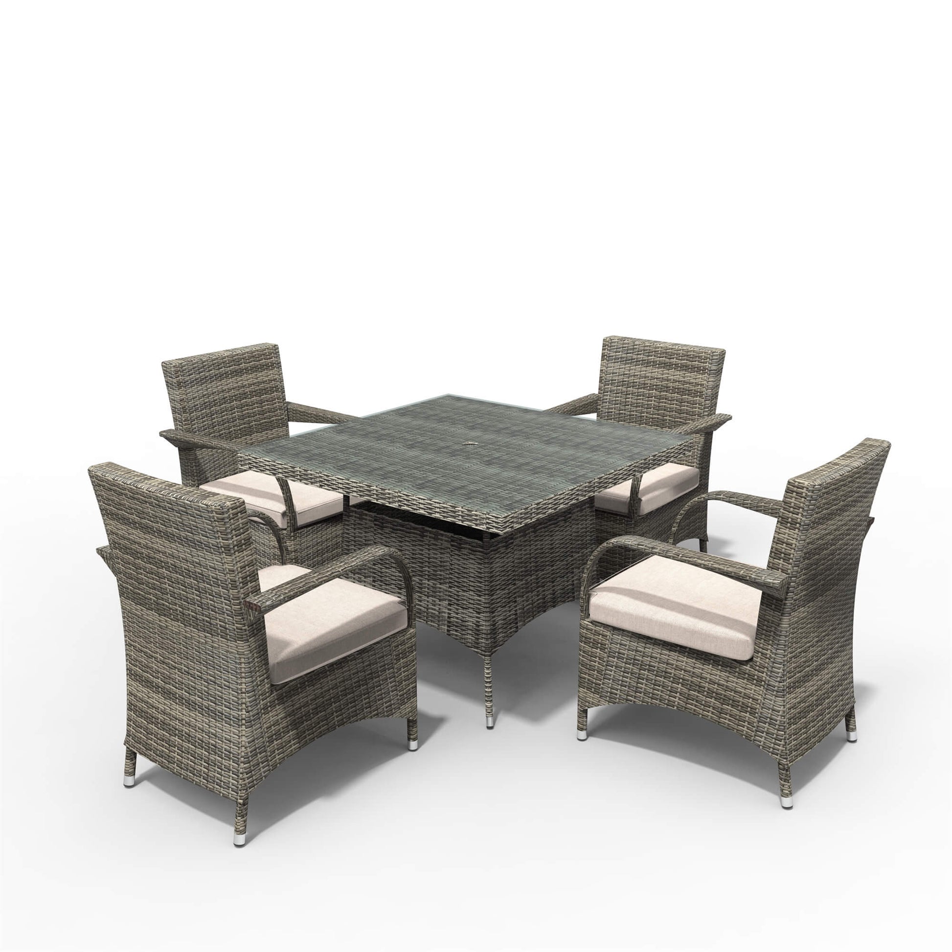 4-Seater Outdoor PE Wicker Dining Set with Square Table (PAD-1710+1122) - Abrihome