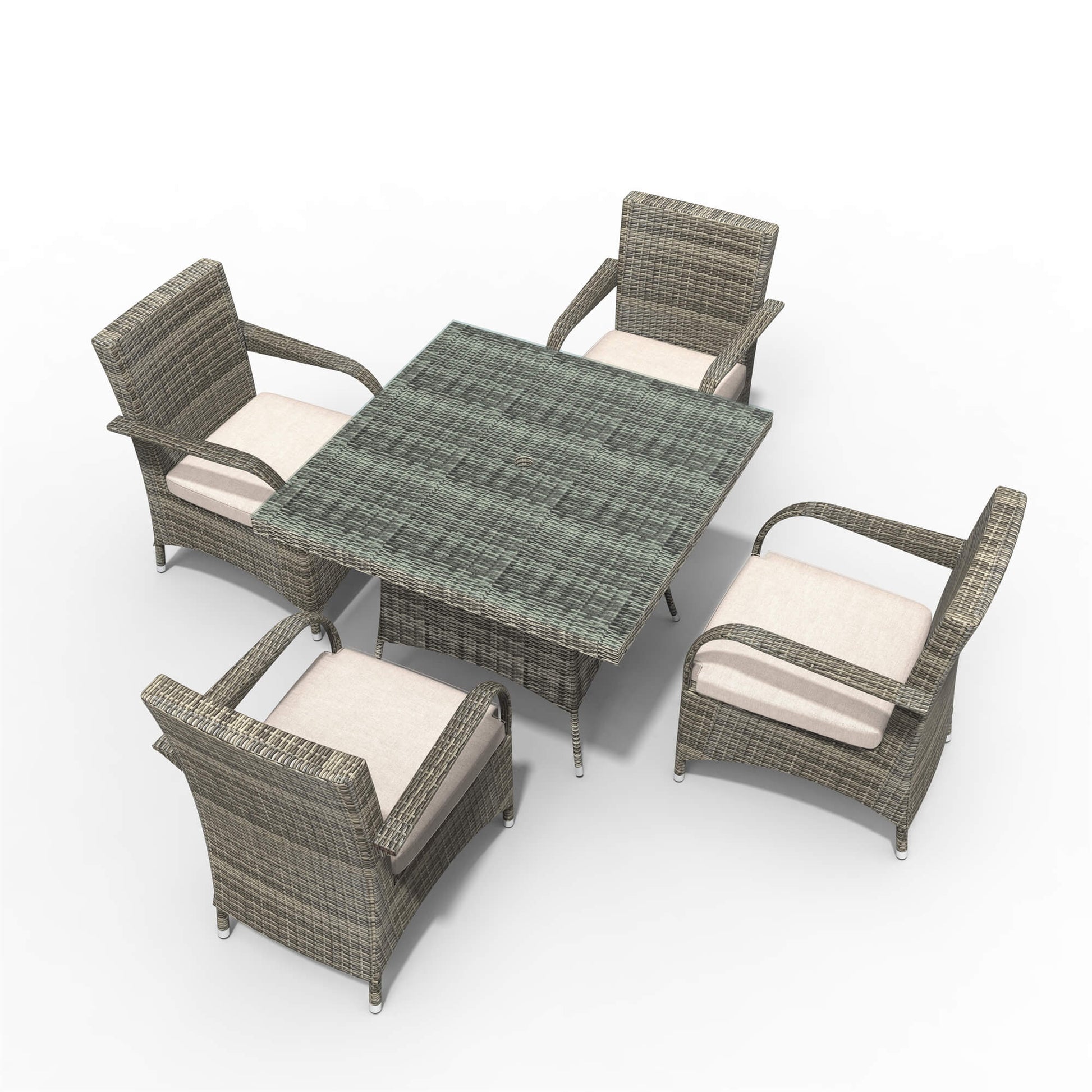 4-Seater Outdoor PE Wicker Dining Set with Square Table (PAD-1710+1122) - Abrihome