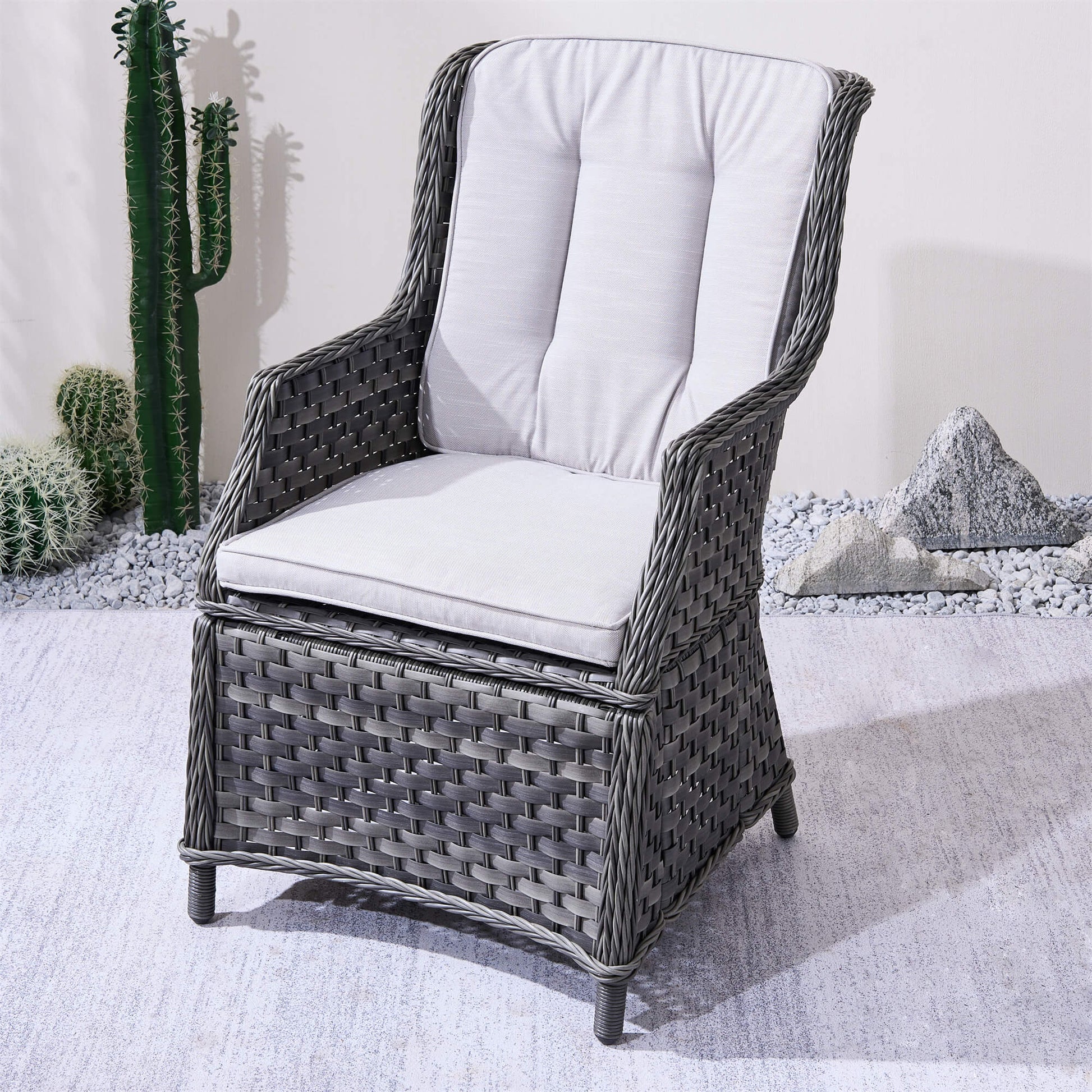 6-Seater Round Outdoor PE Wicker Dining Set (PAD-1711+010) - Abrihome