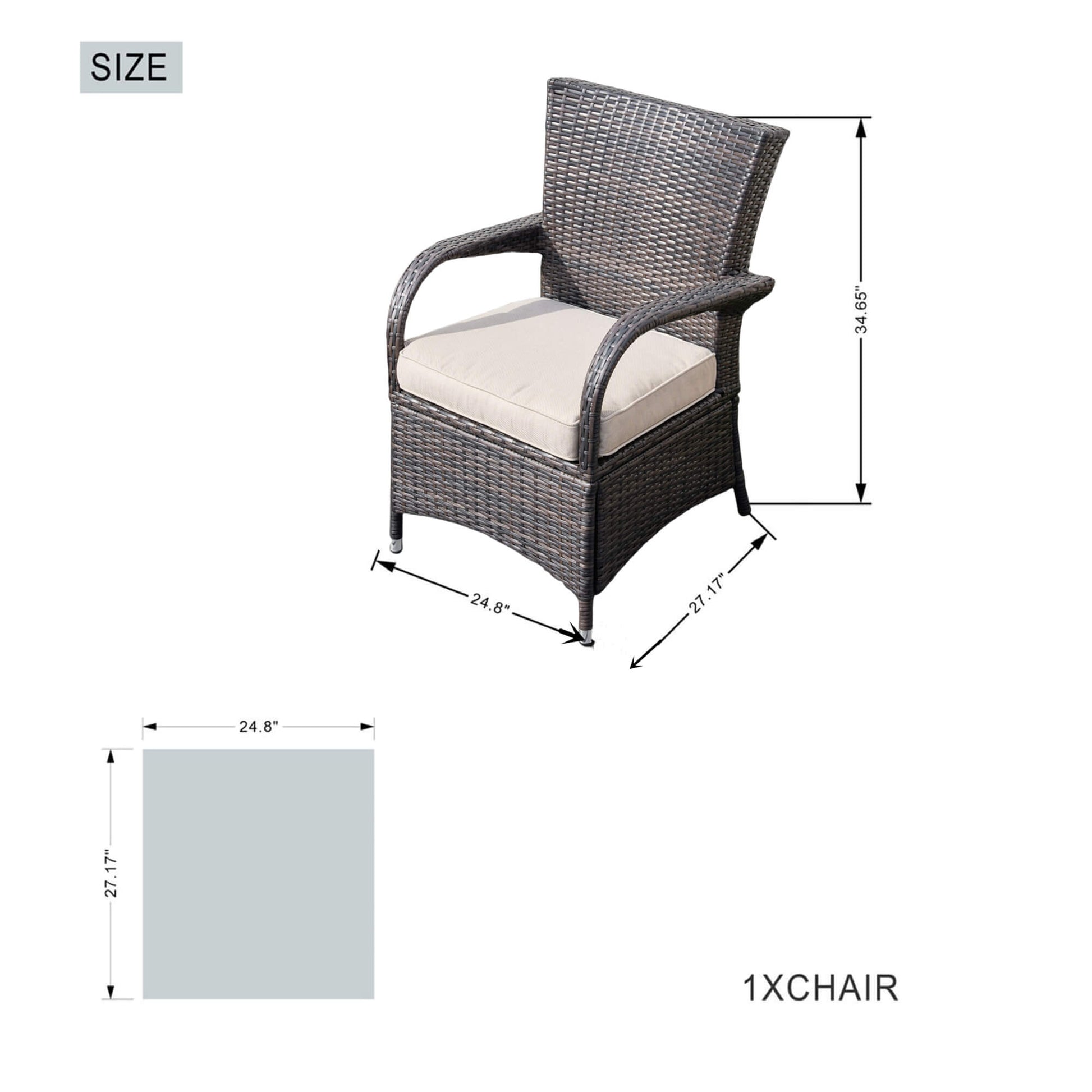 7-Piece Outdoor Round PE Wicker Dining Set(PAD-1711+1122) - Abrihome