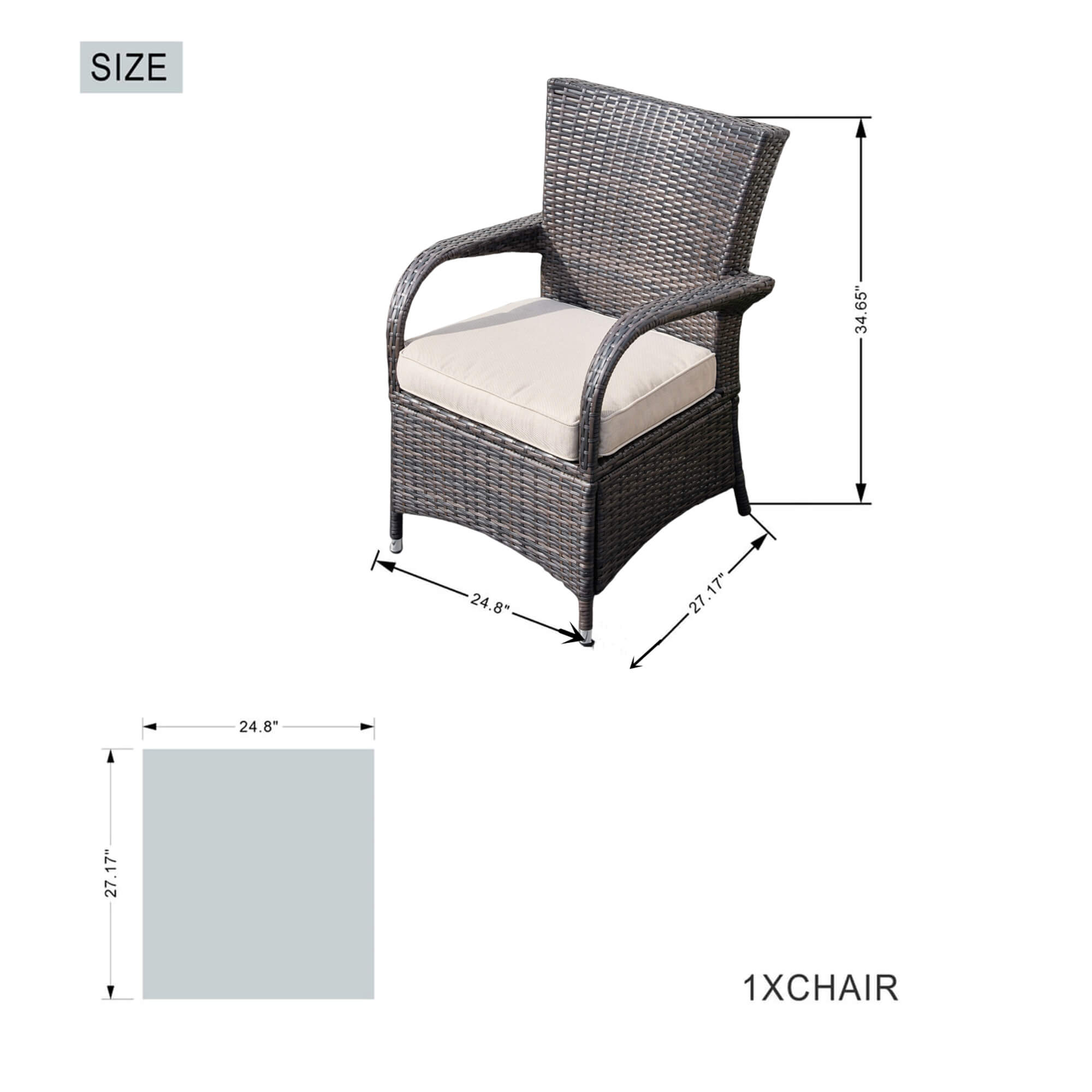 7-Piece Outdoor Round PE Wicker Dining Set(PAD-1711+1122) - Abrihome