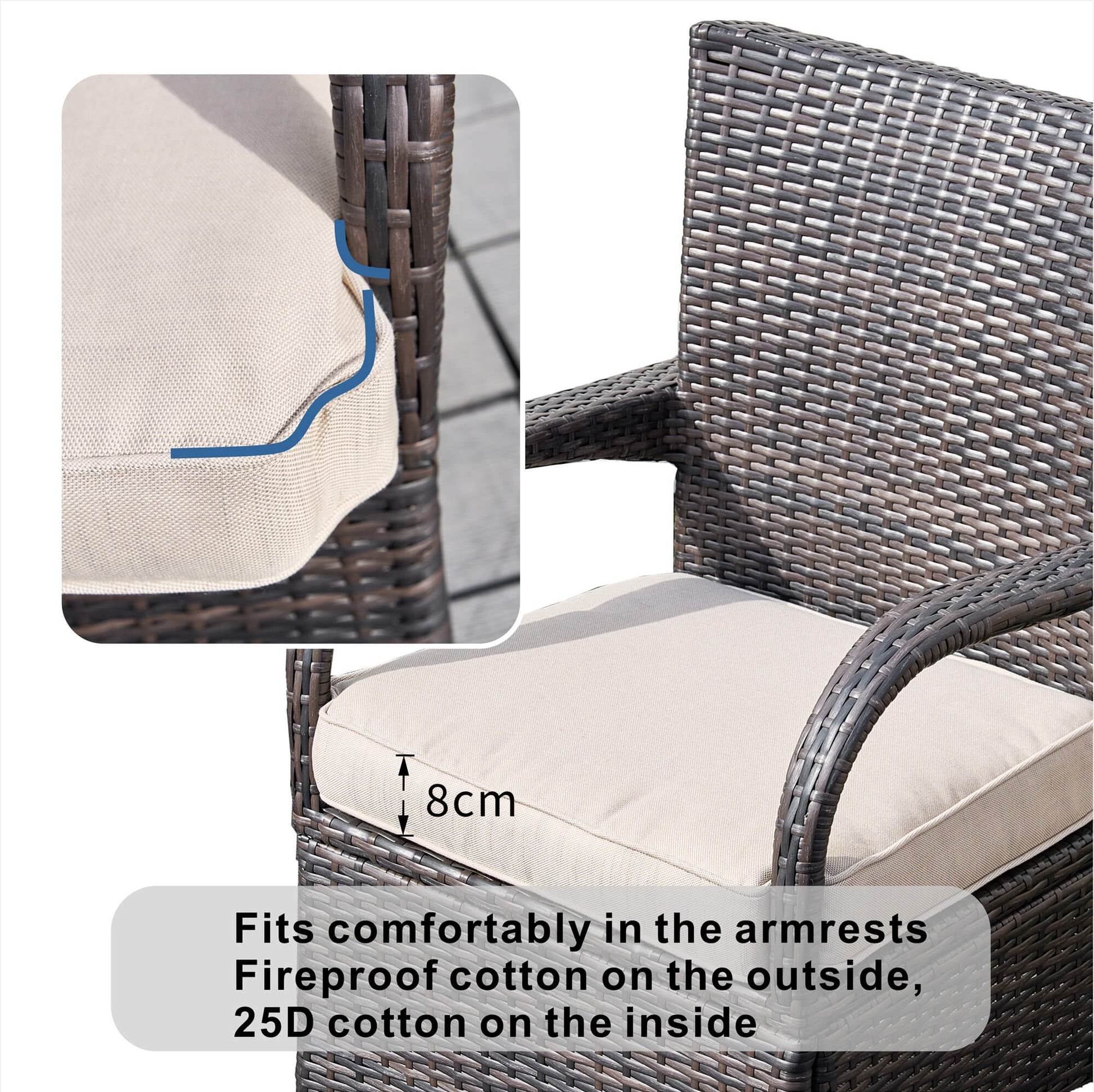 7-Piece Outdoor Round PE Wicker Dining Set(PAD-1711+1122) - Abrihome