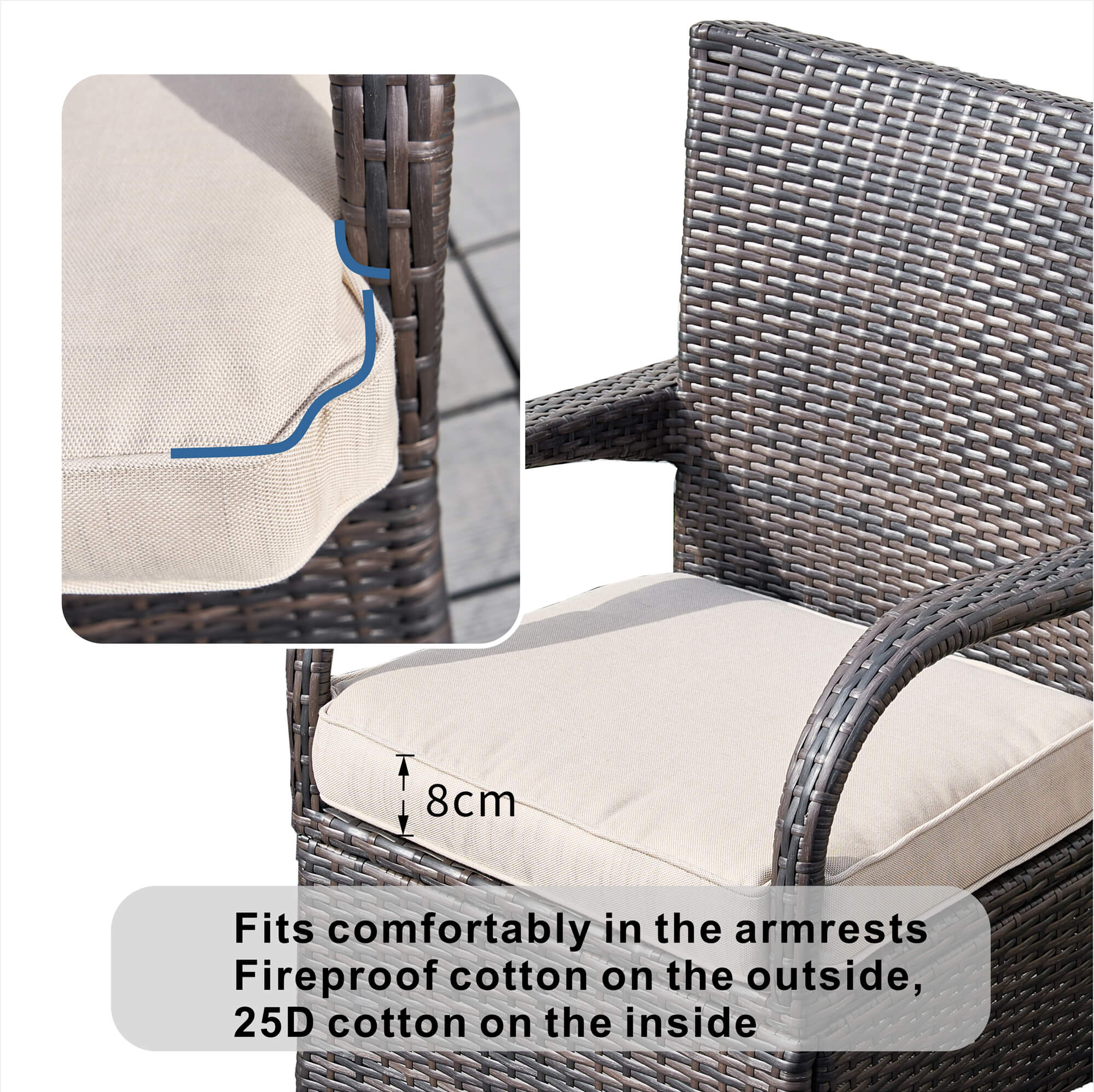 7-Piece Outdoor Round PE Wicker Dining Set(PAD-1711+1122) - Abrihome