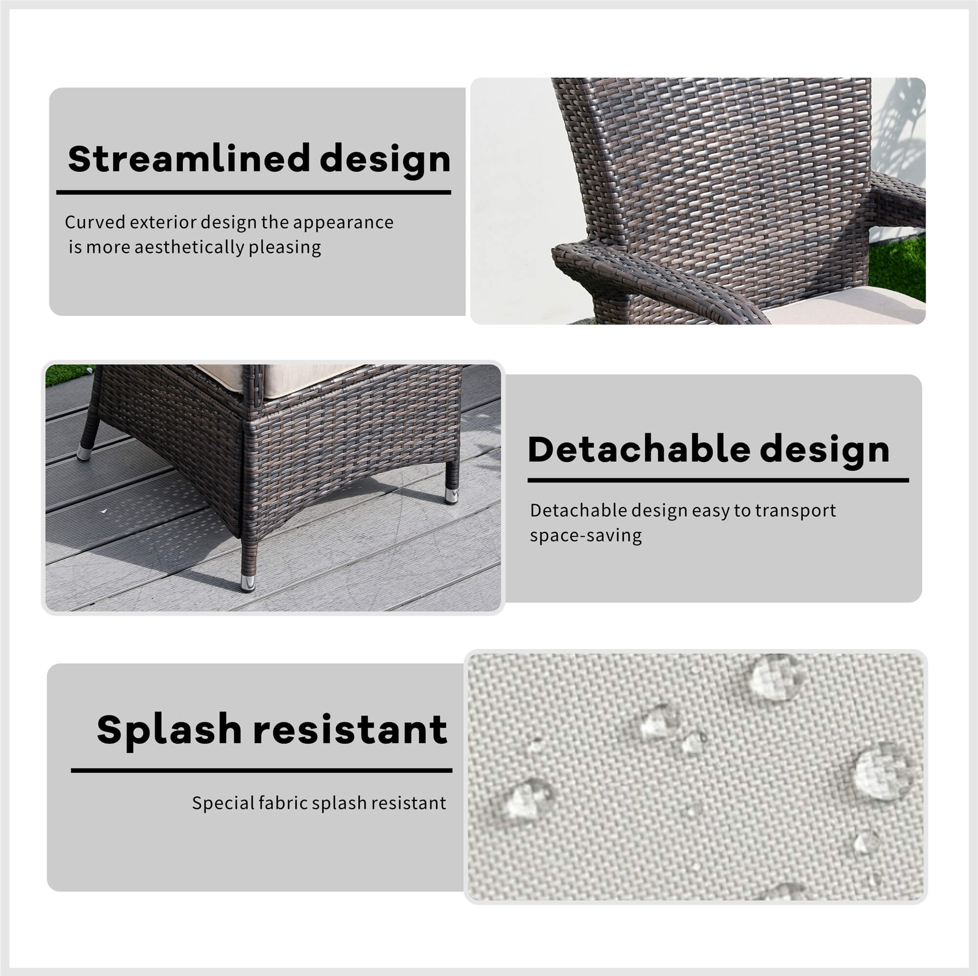 7-Piece Outdoor Round PE Wicker Dining Set(PAD-1711+1122) - Abrihome