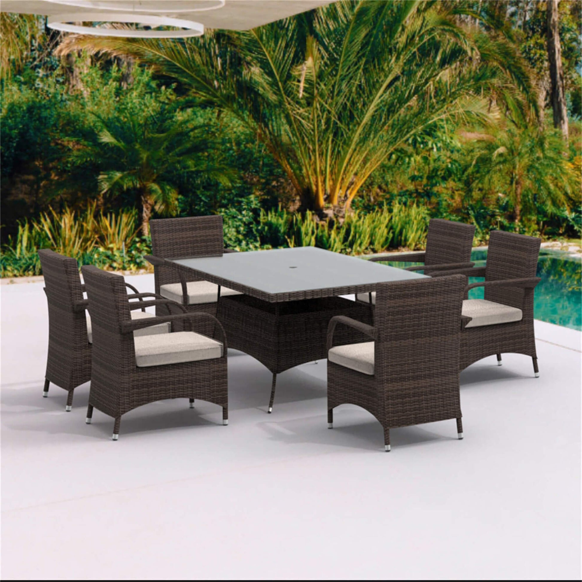 Outdoor 6-Seater Dining Set with Rectangular Table (PAD-1712+1122) - Abrihome
