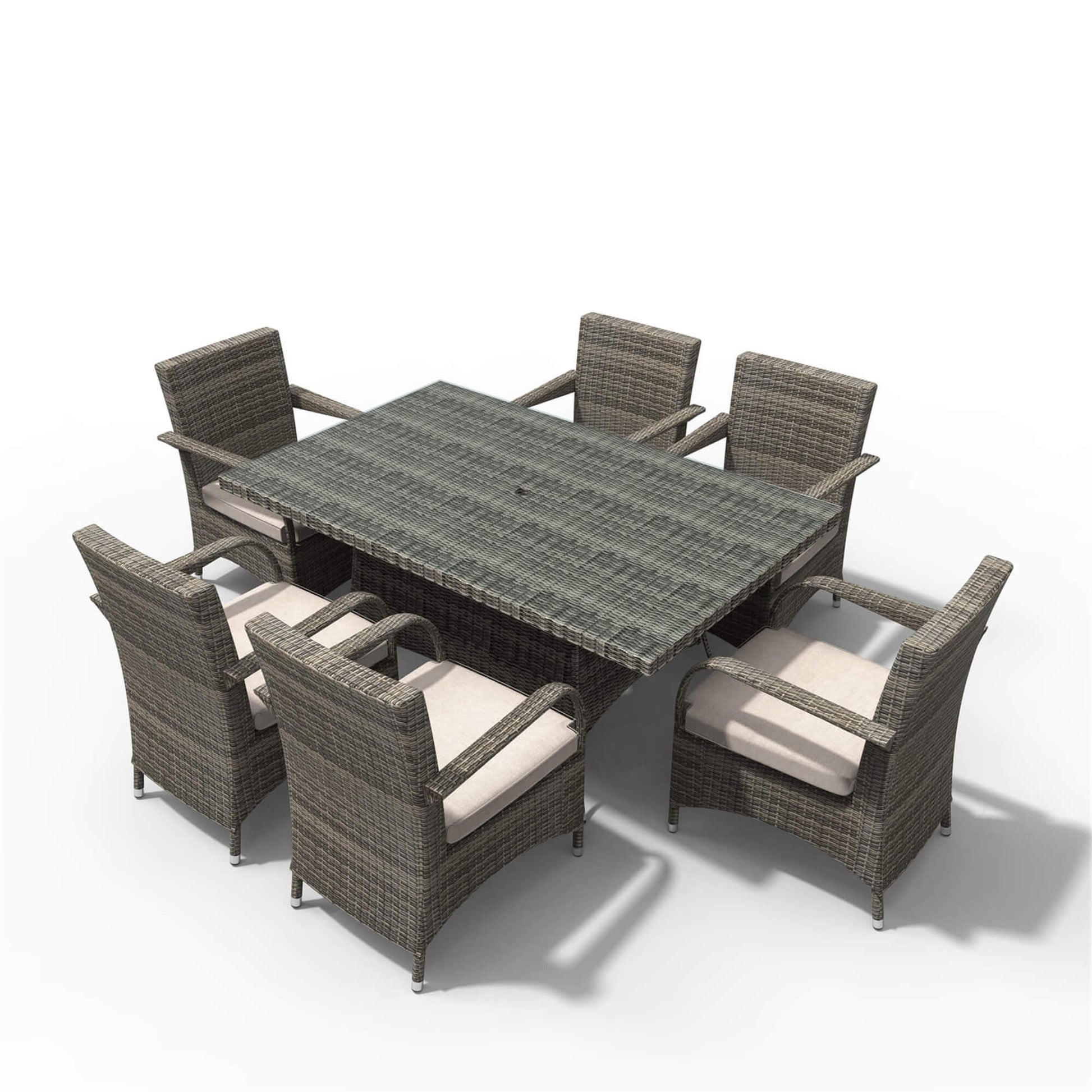 Outdoor 6-Seater Dining Set with Rectangular Table (PAD-1712+1122) - Abrihome