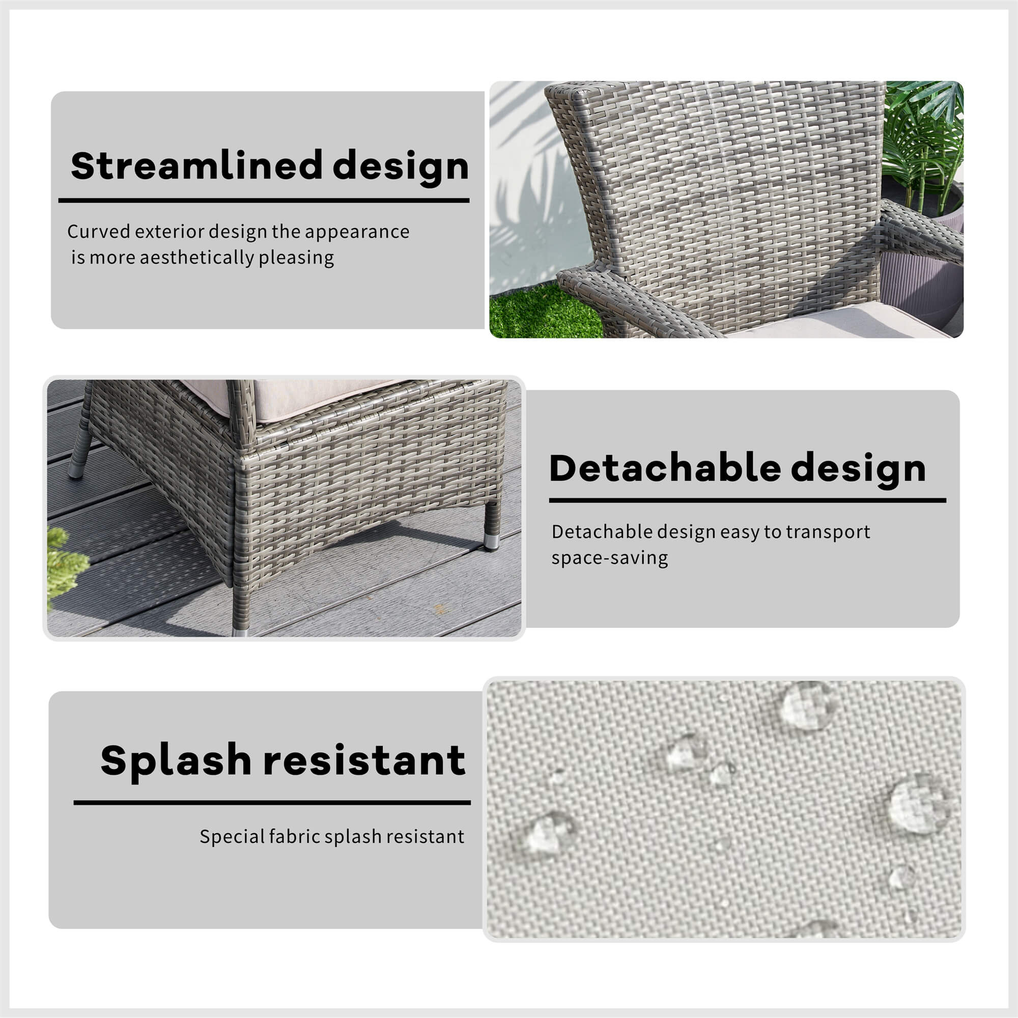 Outdoor 6-Seater Dining Set with Rectangular Table (PAD-1712+1122) - Abrihome