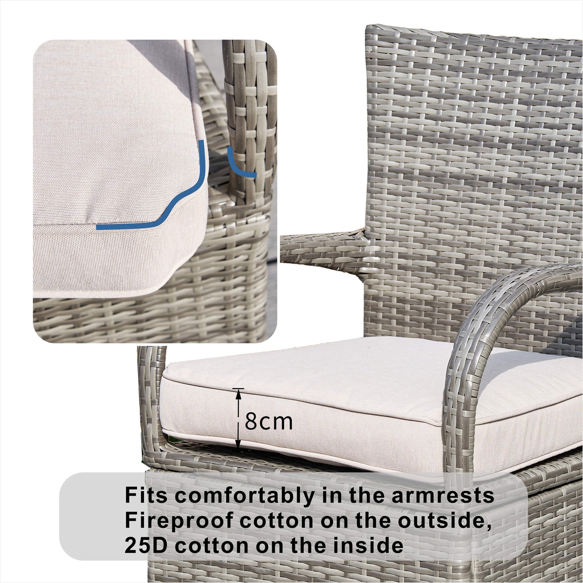 Outdoor 6-Seater Dining Set with Rectangular Table (PAD-1712+1122) - Abrihome