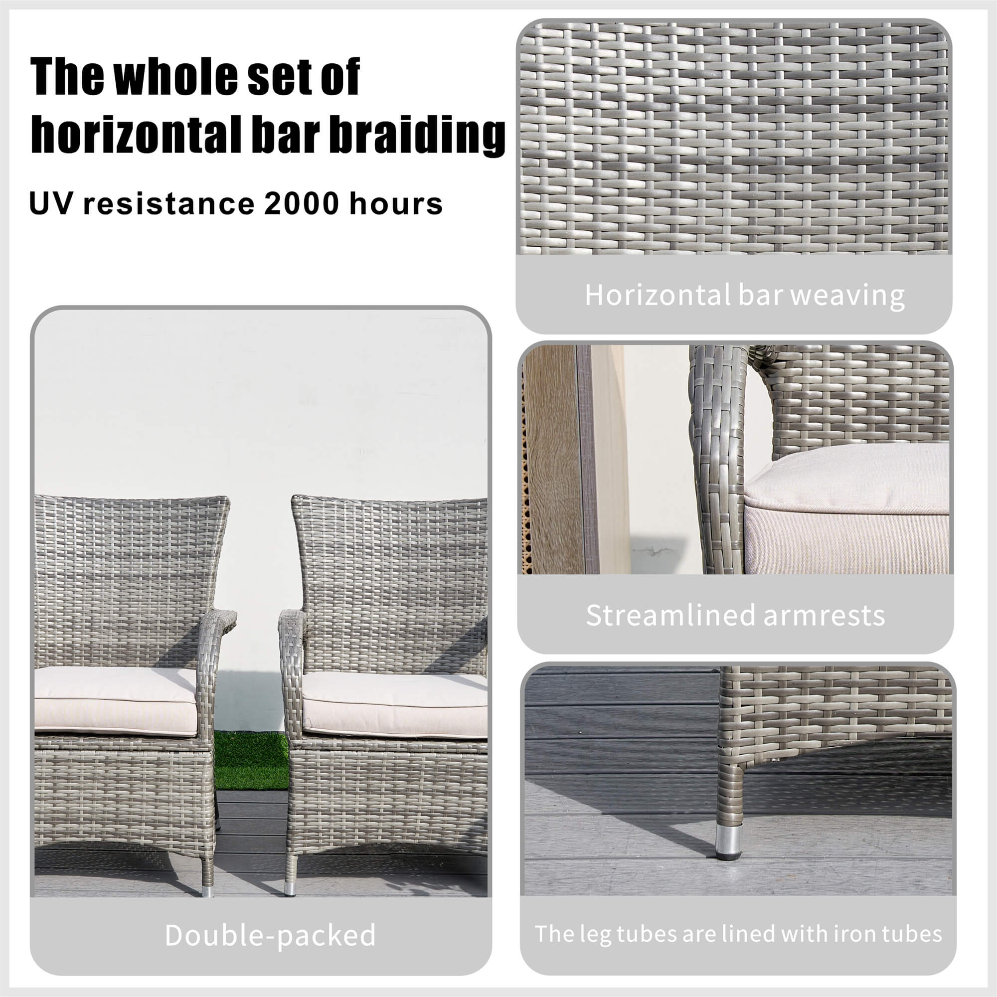 Outdoor 6-Seater Dining Set with Rectangular Table (PAD-1712+1122) - Abrihome