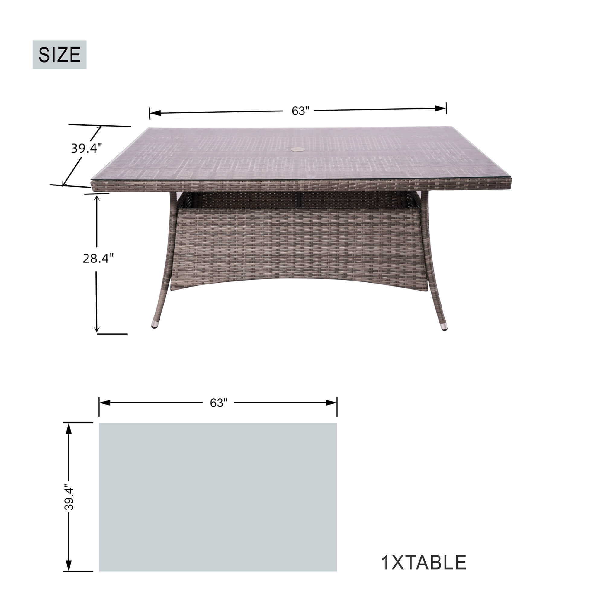 Outdoor 6-Seater Dining Set with Rectangular Table (PAD-1712+1122) - Abrihome