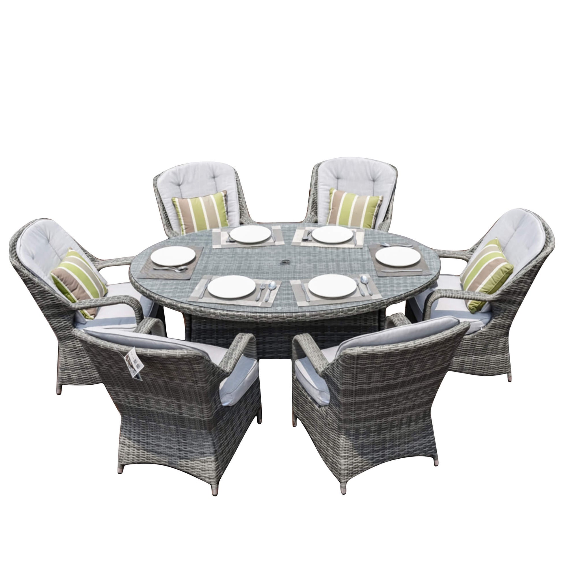 7-Piece Patio Dining Set with Oval Glass Table & Cushions (PAD-1713-SET) - Abrihome
