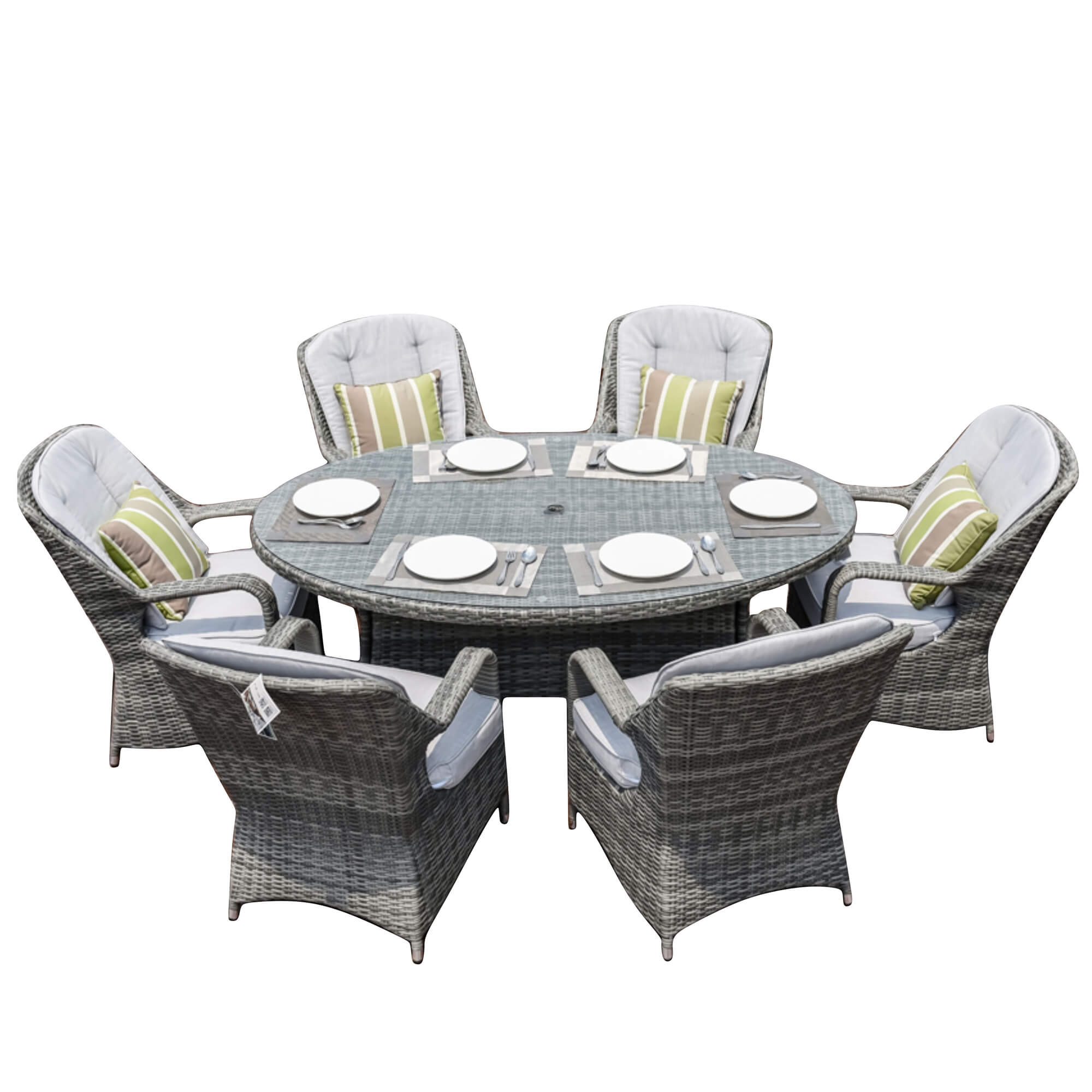 7-Piece Patio Dining Set with Oval Glass Table & Cushions (PAD-1713-SET) - Abrihome