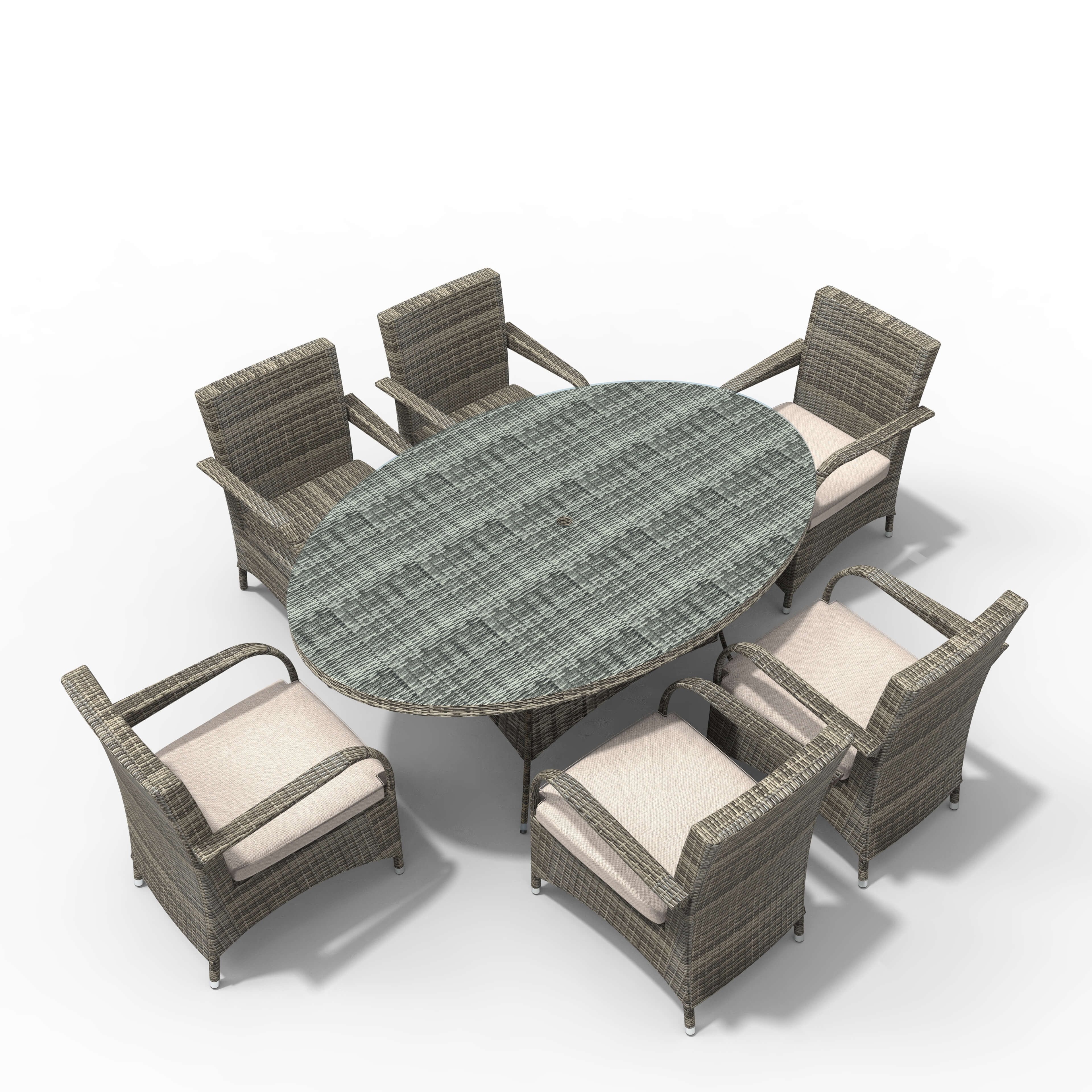 7-Piece Outdoor Wicker Dining Set with Oval Table(PAD-1713+1122) - Abrihome