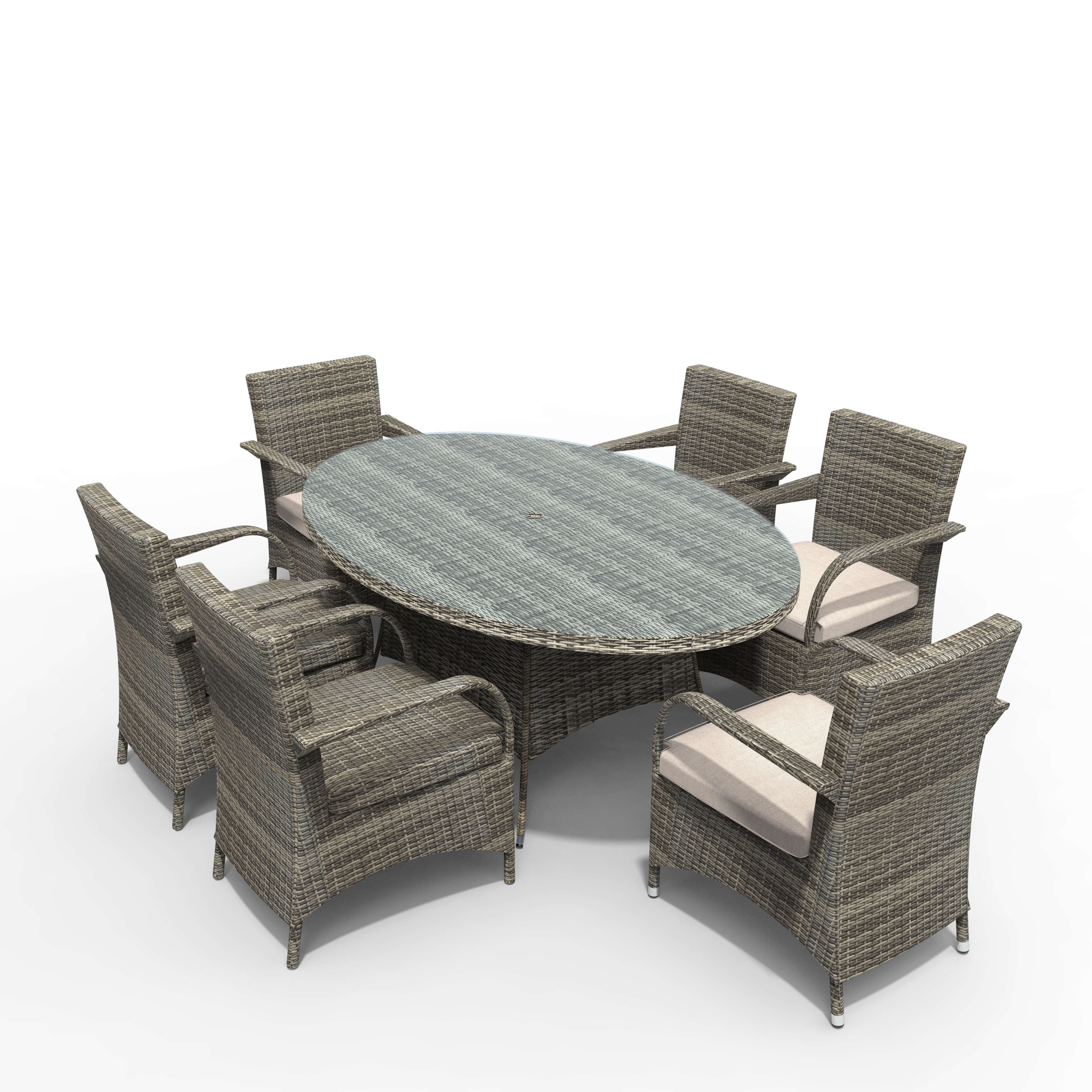 7-Piece Outdoor Wicker Dining Set with Oval Table(PAD-1713+1122) - Abrihome