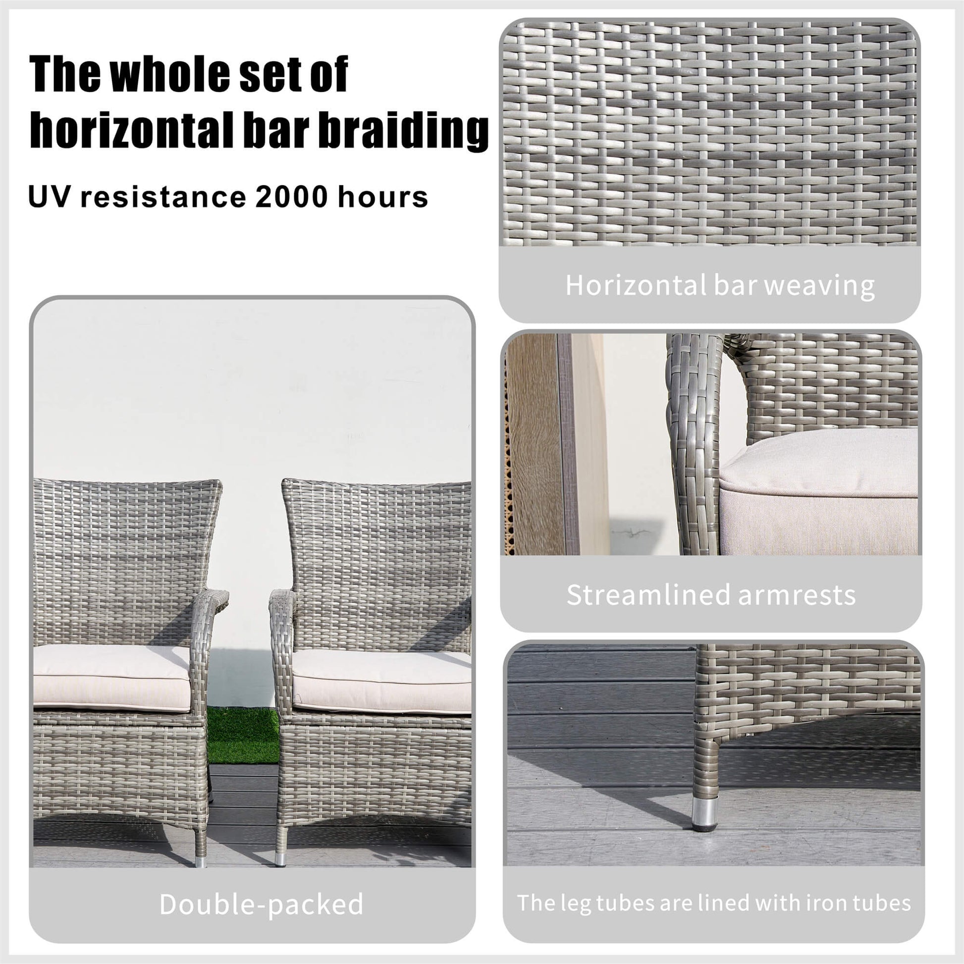 7-Piece Outdoor Wicker Dining Set with Oval Table(PAD-1713+1122) - Abrihome