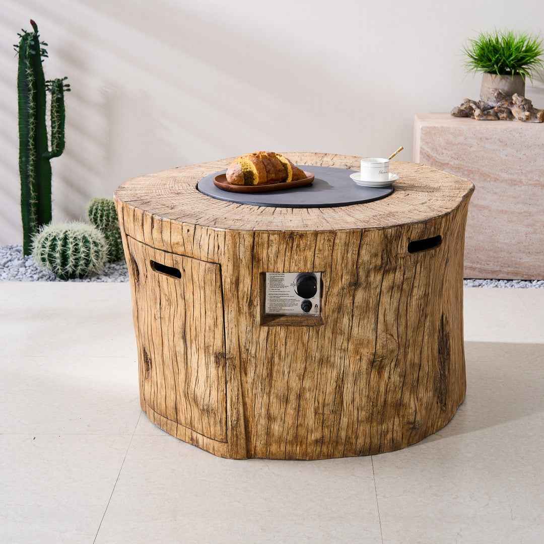 TerraFlame Round Faux Wood Fire Pit Table for Outdoor Use (PAG-2180)
