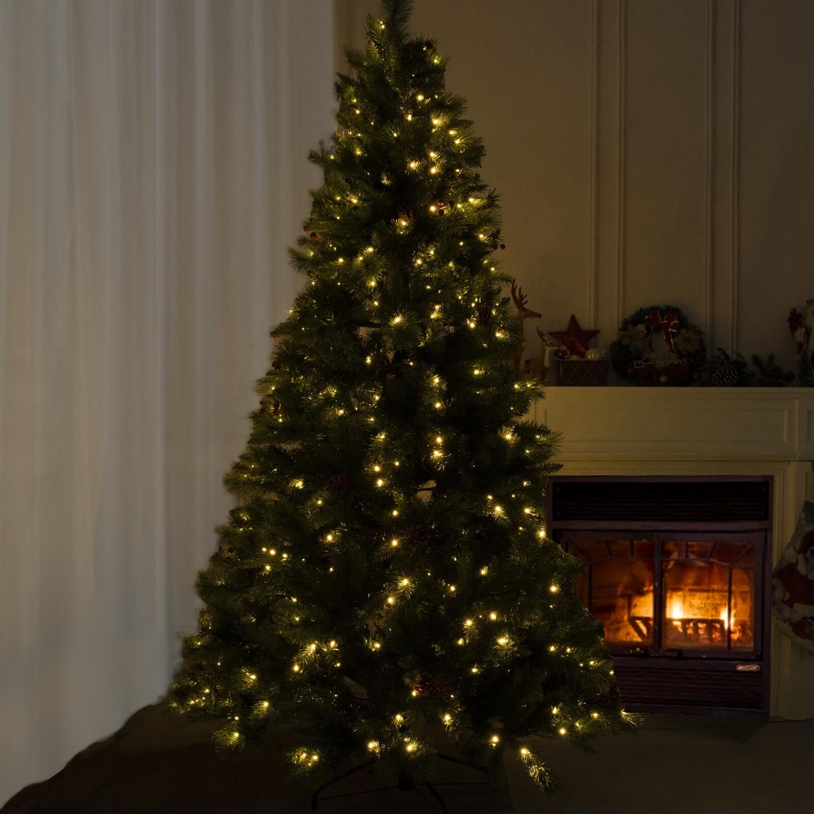 7FT Artificial Christmas Tree with Pinecones & Optional Pre-Lit Lights(PJT-2502-7FT) - Abrihome