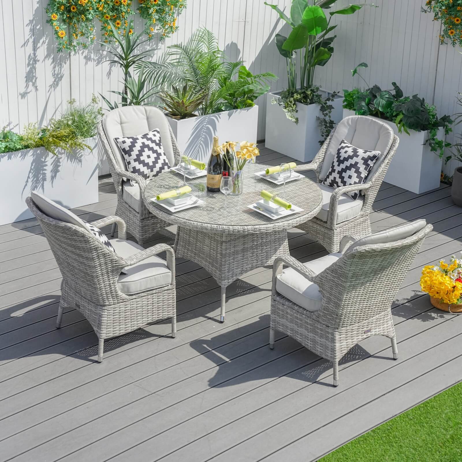 4-Seat Patio Dining Set with Round Table (PAD-1709-SET) - Abrihome