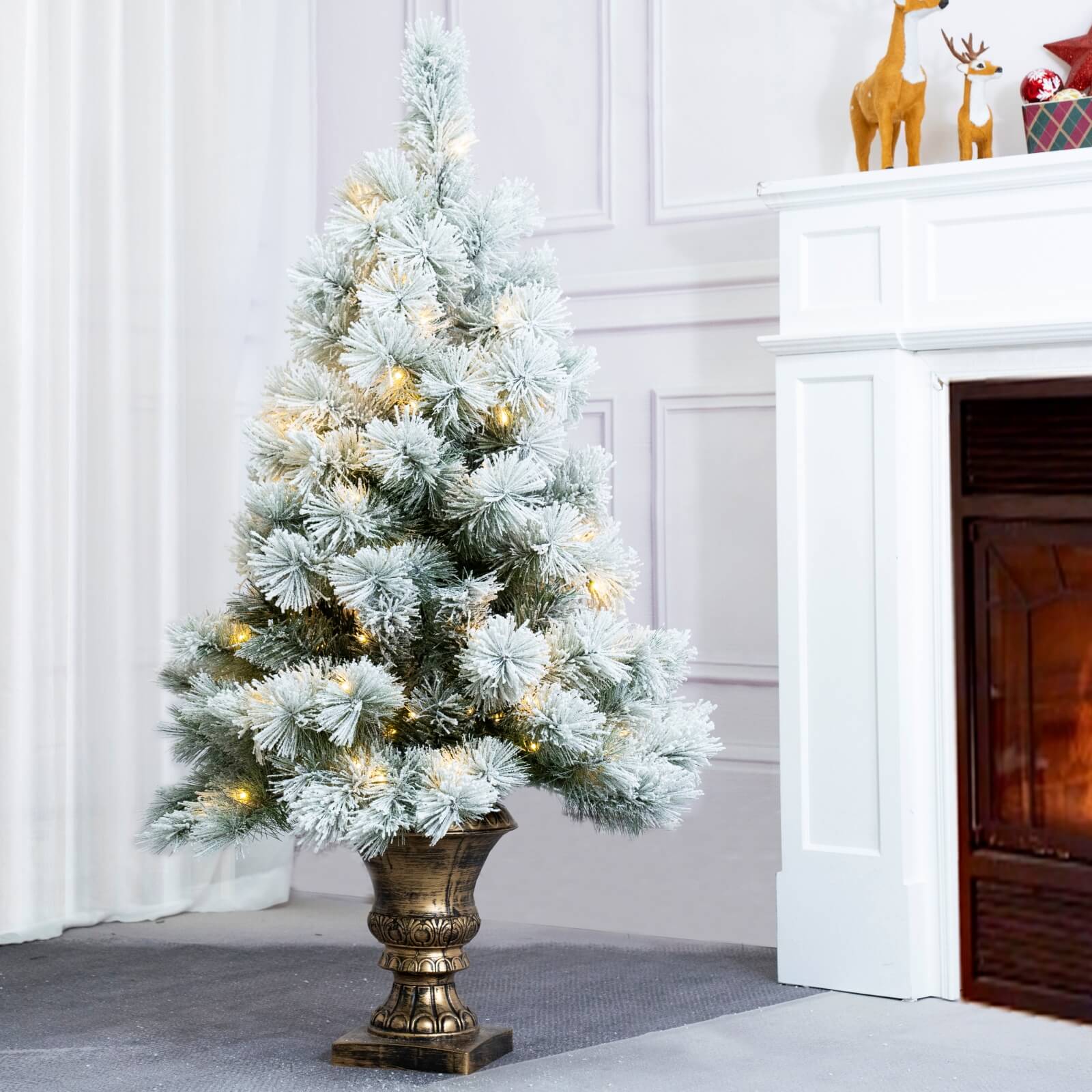 4FT Snow-Flocked Mini Christmas Tree(PJT-2508) - Abrihome