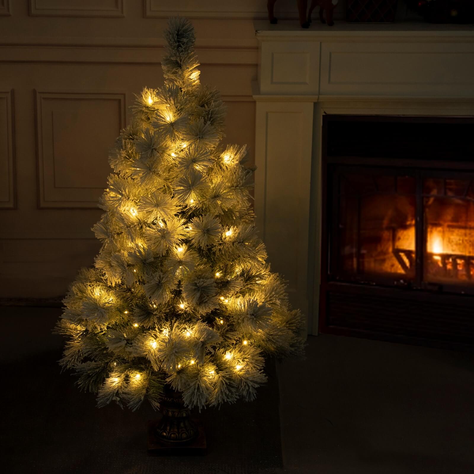 4FT Snow-Flocked Mini Christmas Tree(PJT-2508) - Abrihome